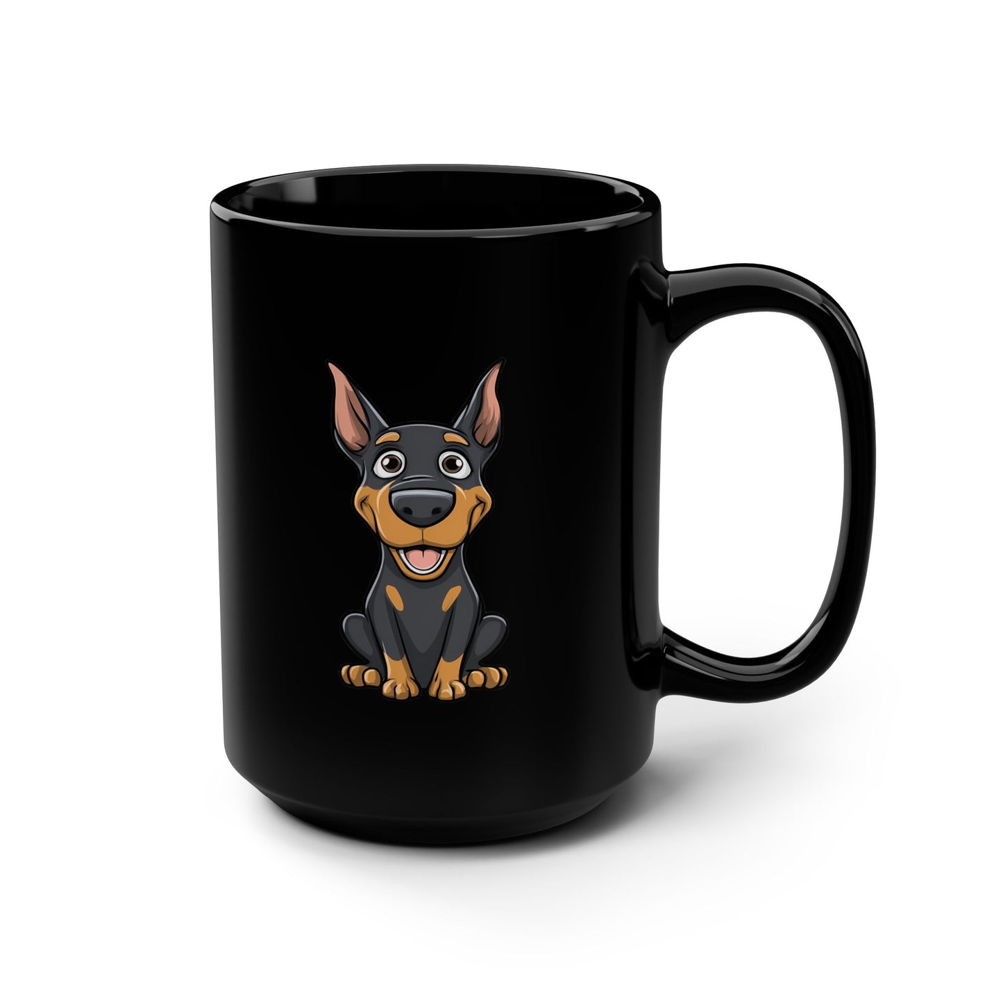 Cartoon Doberman 1 Black 15oz Coffee Mug
