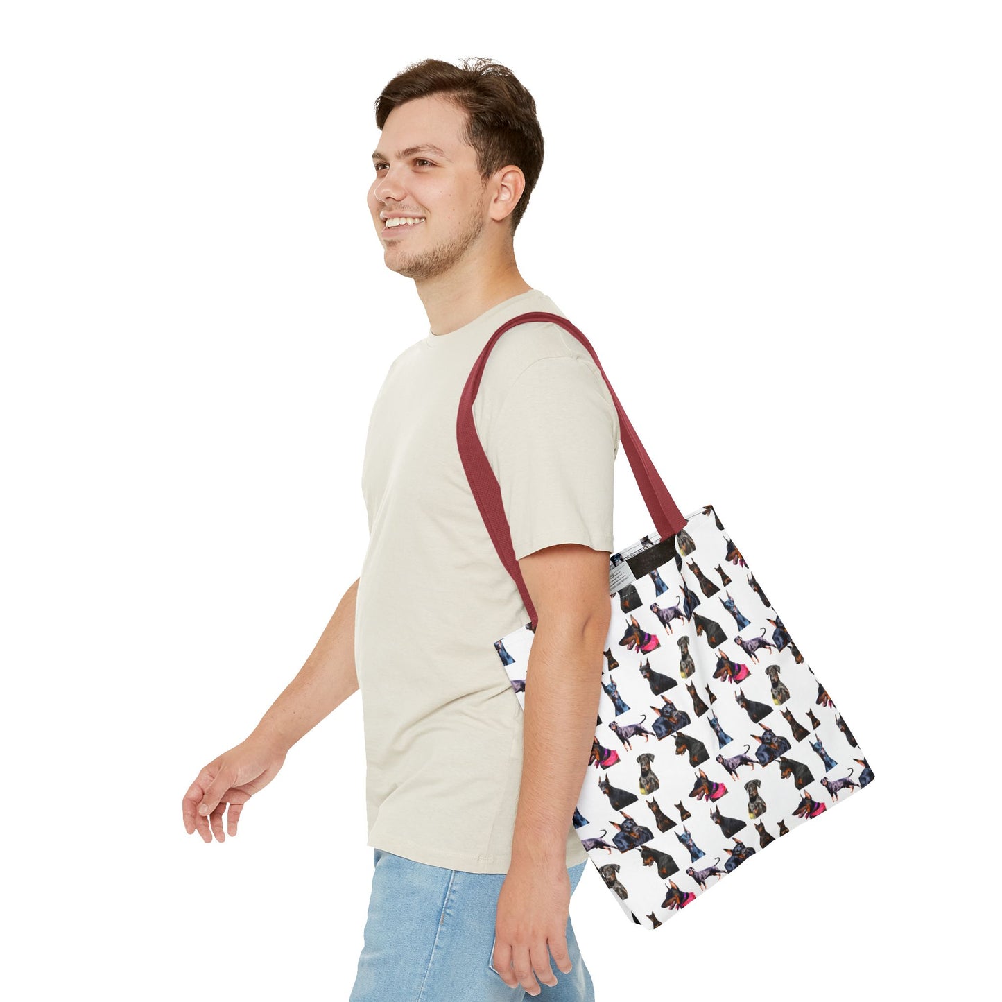 Edition 7 Doberman Model Pattern White Tote Bag