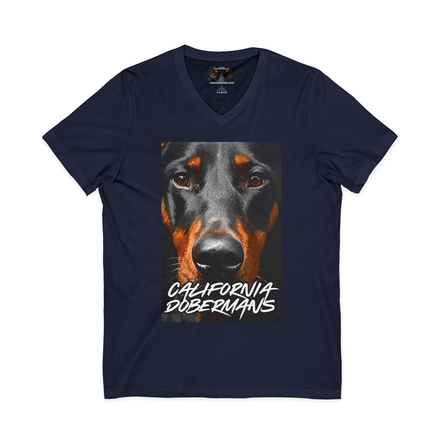 Doberman California 1 Private Label Unisex Jersey Short Sleeve V-Neck Tee