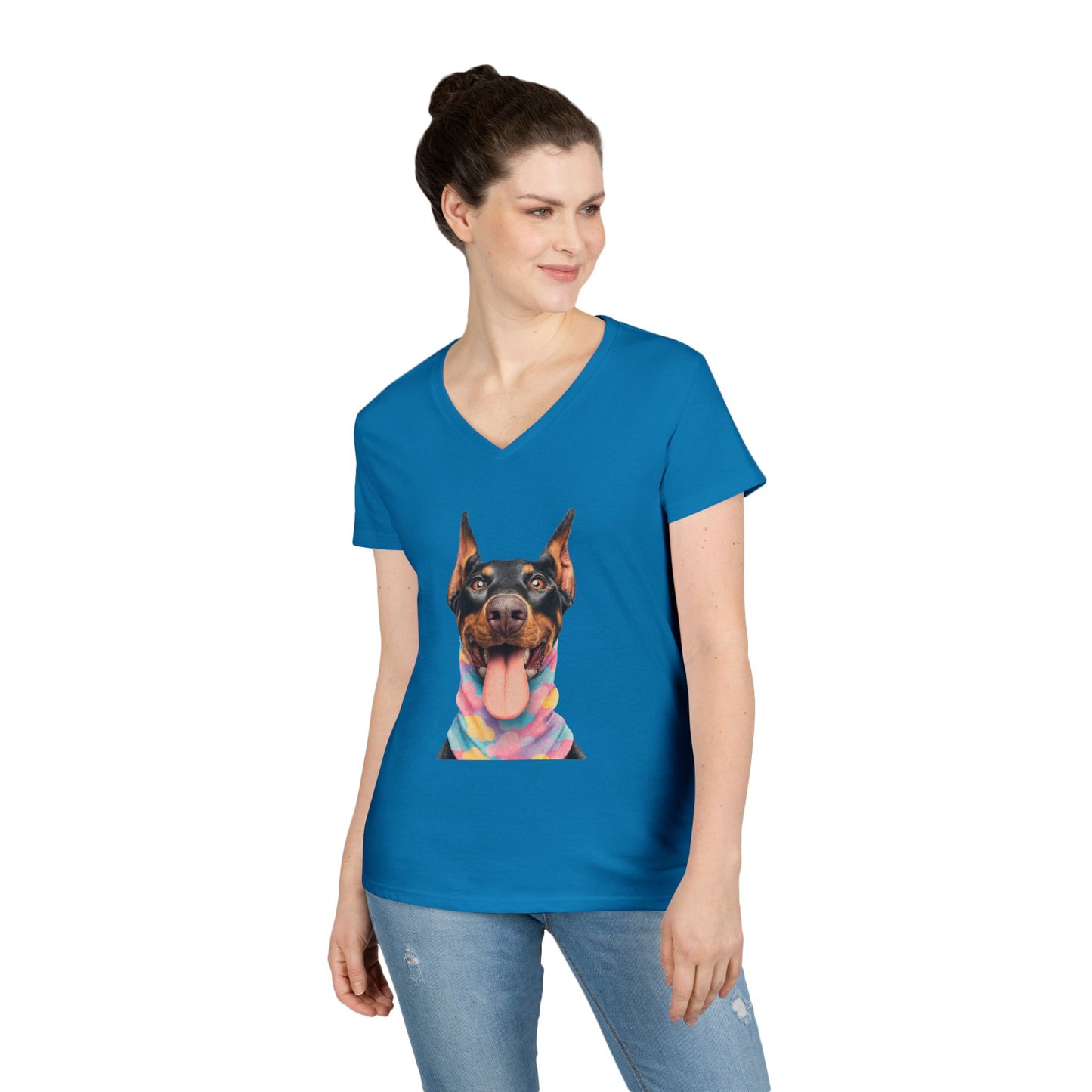Doberman 1 V-Neck Tee Shirt for Women