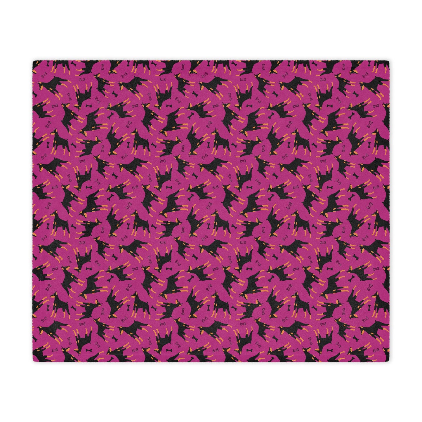 Pink AOP Dobie 1 Minky Blanket, Soft Throw Blanket, Warm Plush Blanket