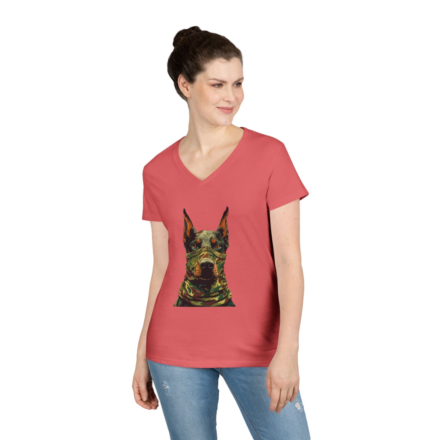 Doberman 4 V-Neck Tee Shirt for Women