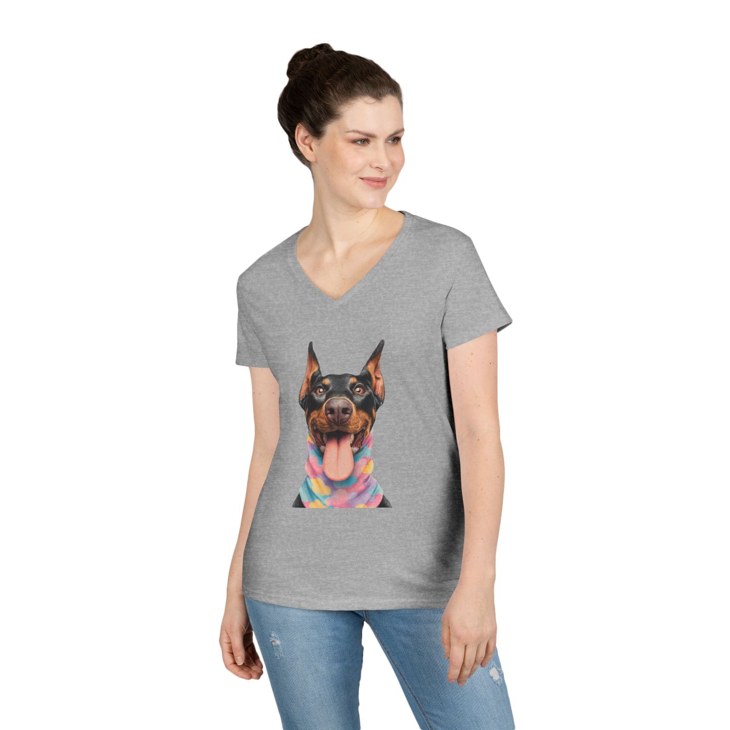 Doberman 1 V-Neck Tee Shirt for Women