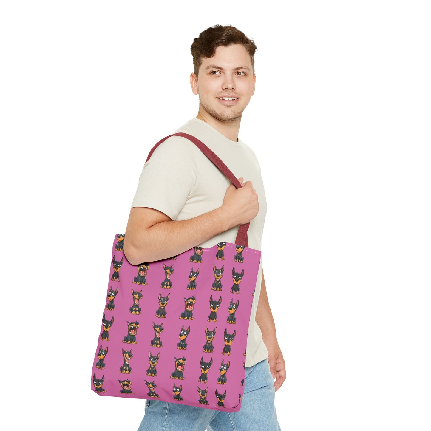 Doberman Cartoon Pattern Tote Bag