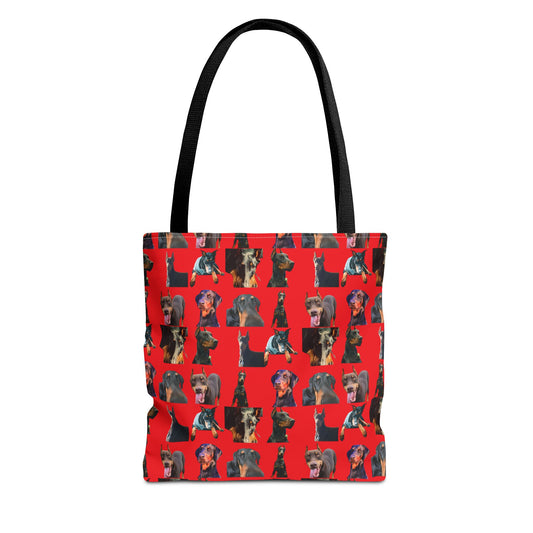 Edition 3 Doberman Model Pattern Red Tote Bag