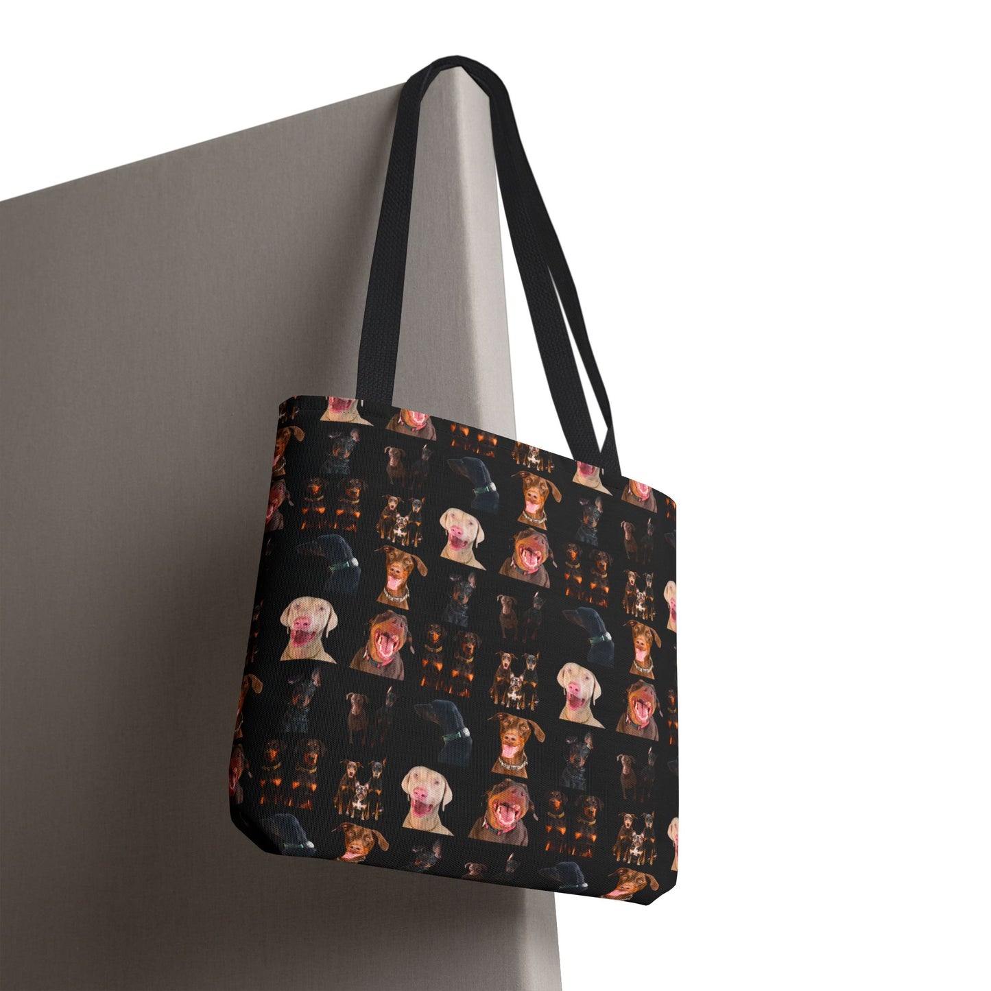 Edition 9 Doberman Model Pattern Black Tote Bag