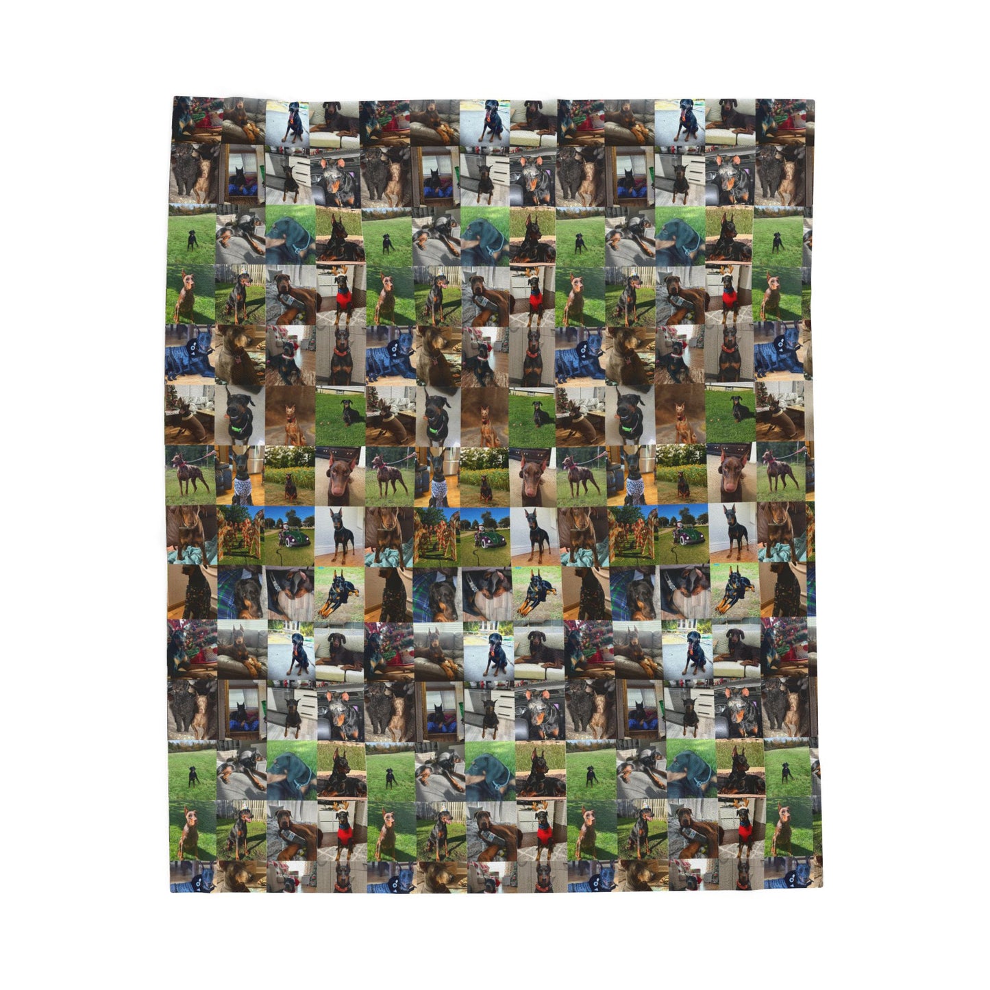 Custom Doberman Photo Collage Velveteen Plush Blanket — Memory Throw