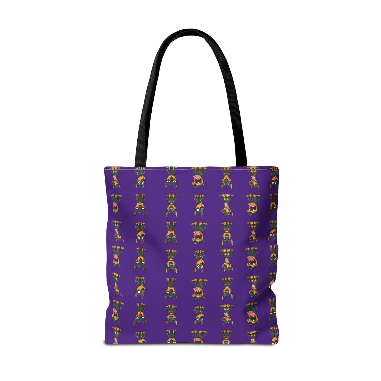 Doberman Cartoon Pattern Purple Tote Bag