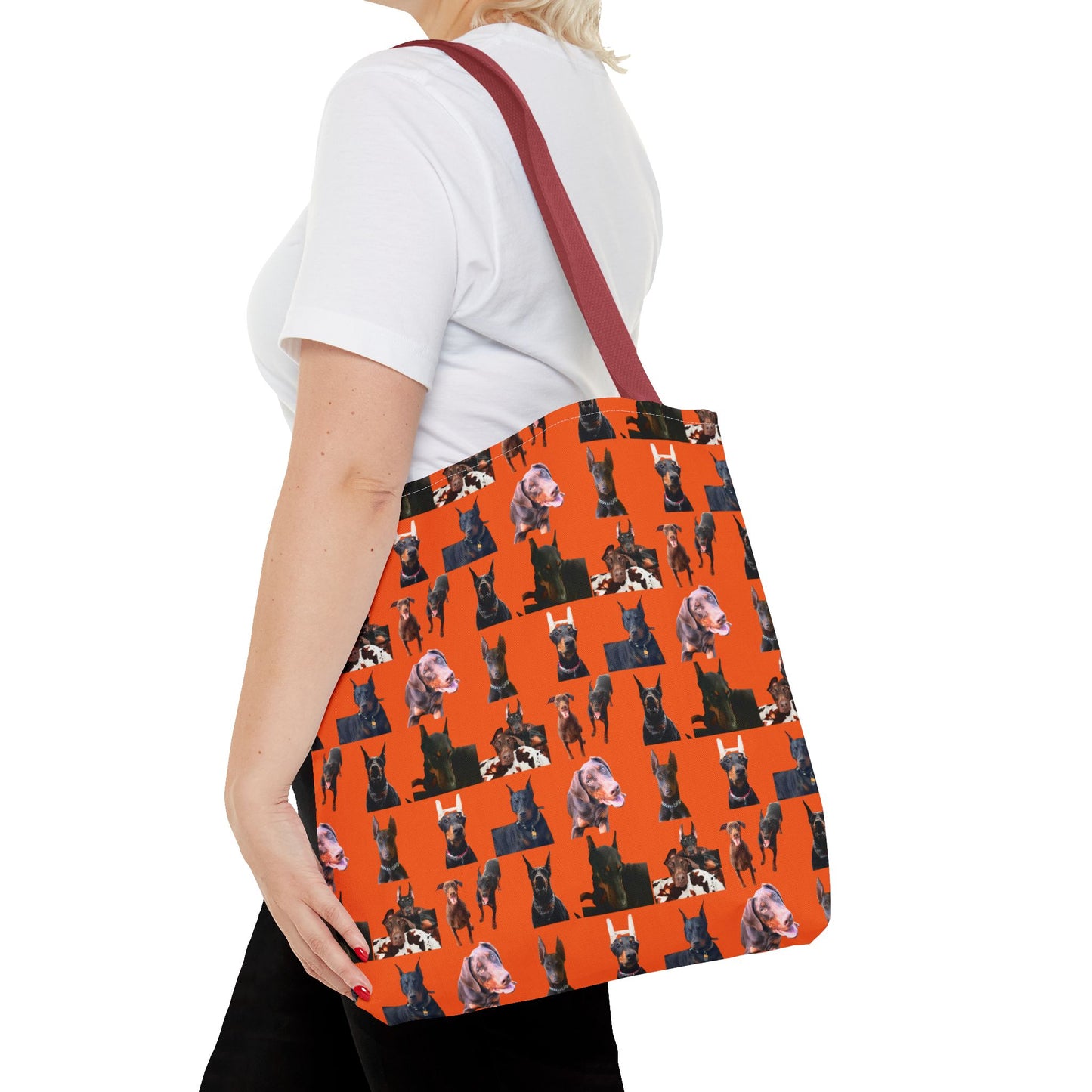 Edition 10 Doberman Model Pattern Orange Tote Bag