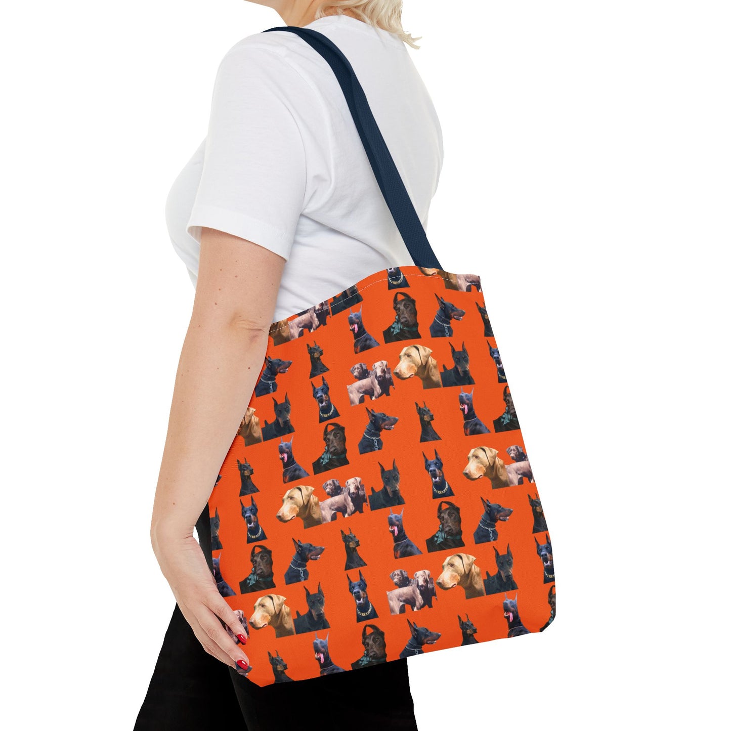 Edition 8 Doberman Model Pattern Orange Tote Bag