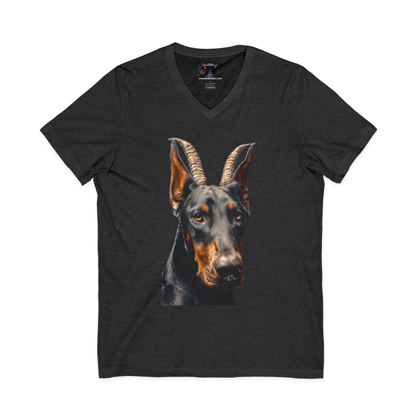 Doberman Goat 2 Private Label Unisex Jersey Short Sleeve V-Neck Tee
