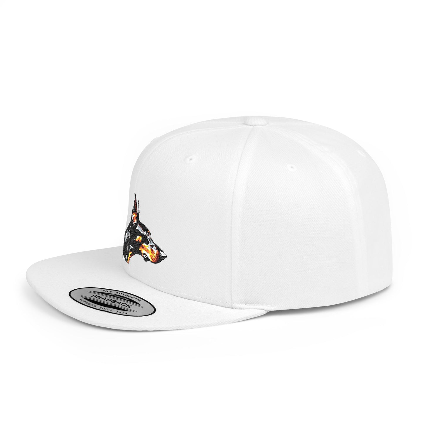 Doberman 5 Embroidered Flat Bill Snapback