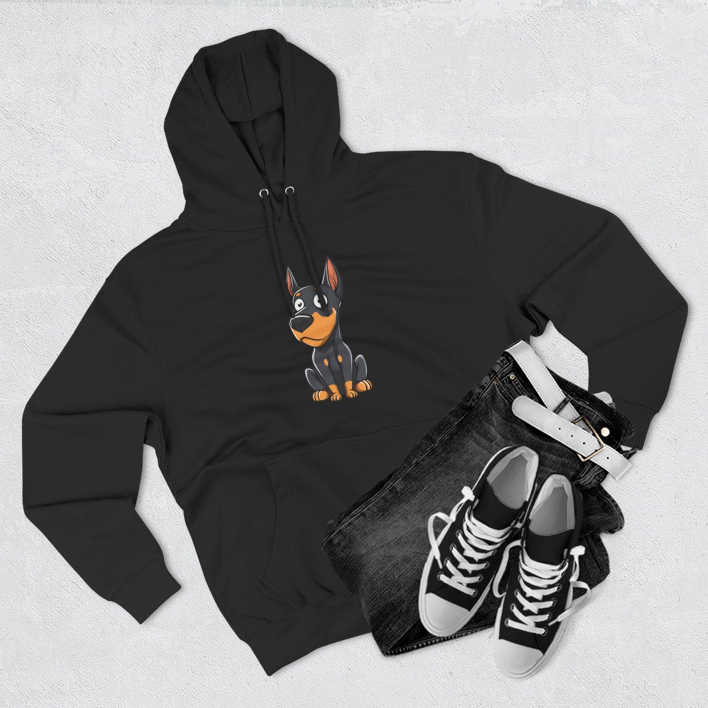 Doberman Cartoon 2 Three-Panel Fleece Hoodie