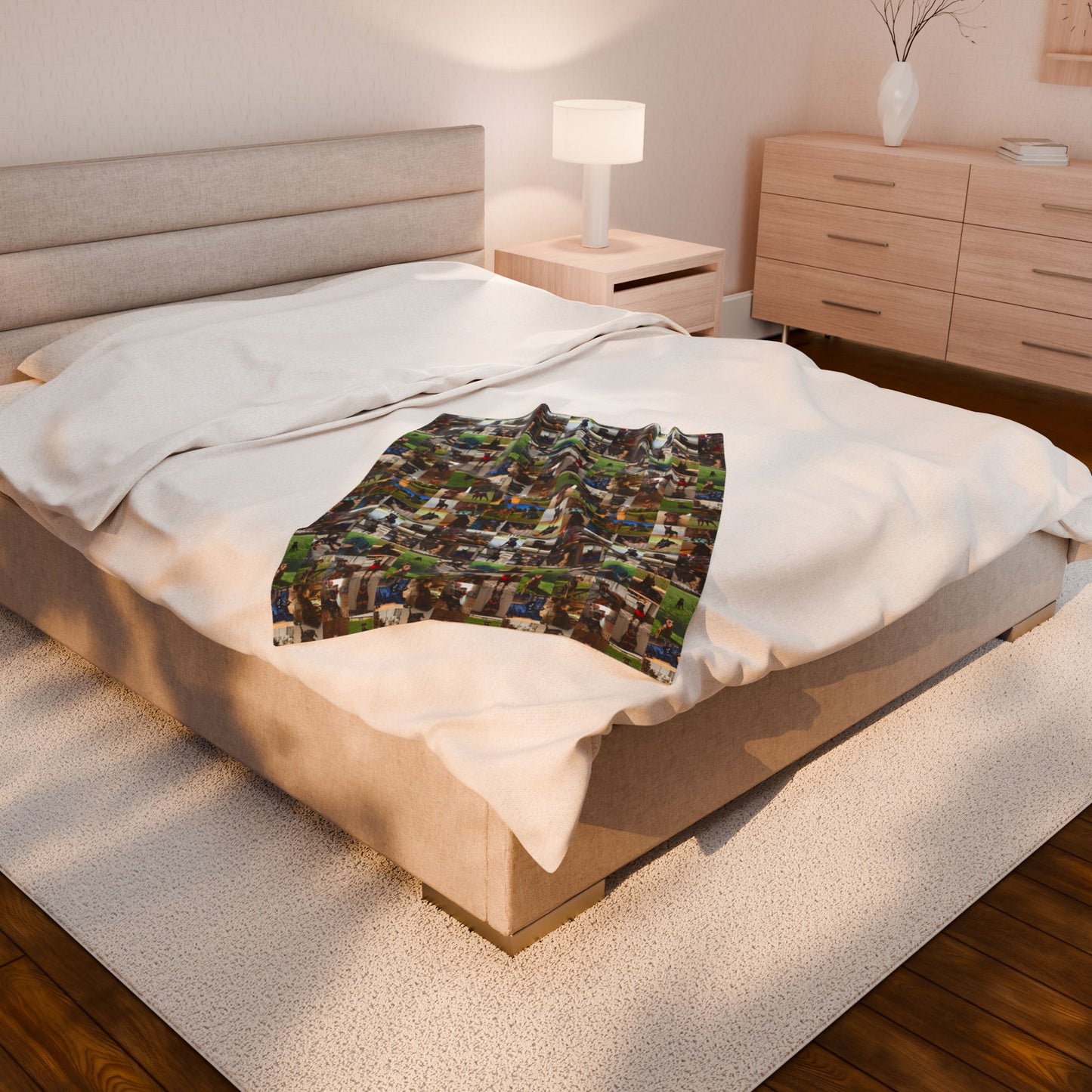Custom Doberman Photo Collage Velveteen Plush Blanket — Memory Throw