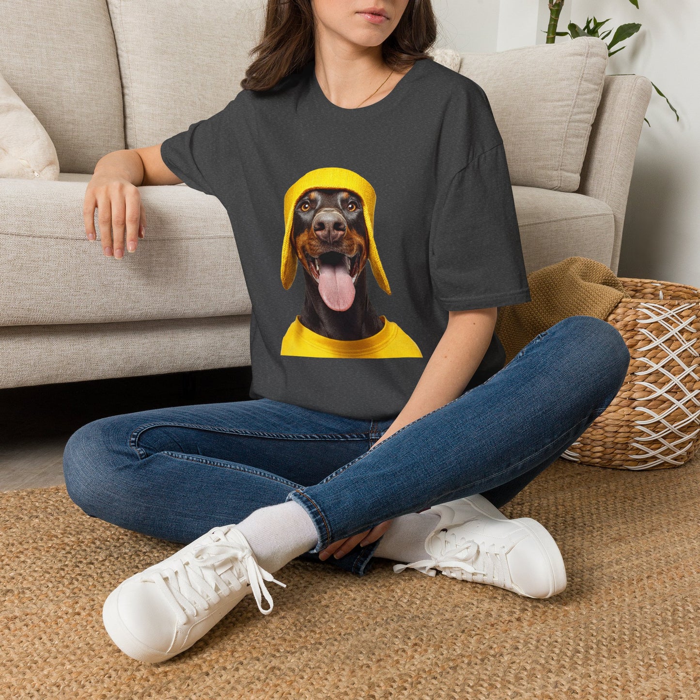 Doberman 3 Portrait T‑Shirt