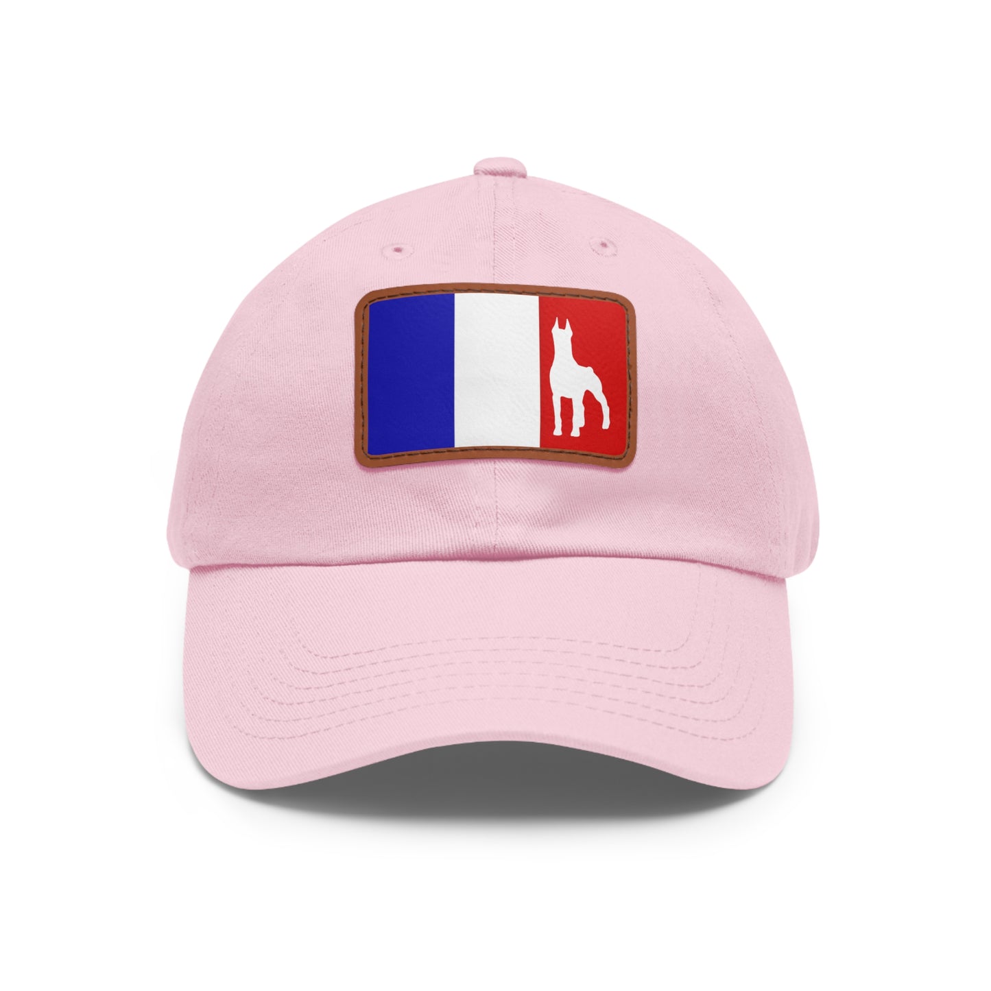 Doberman France Protect 1 Dad Hat with Leather Patch (Rectangle)