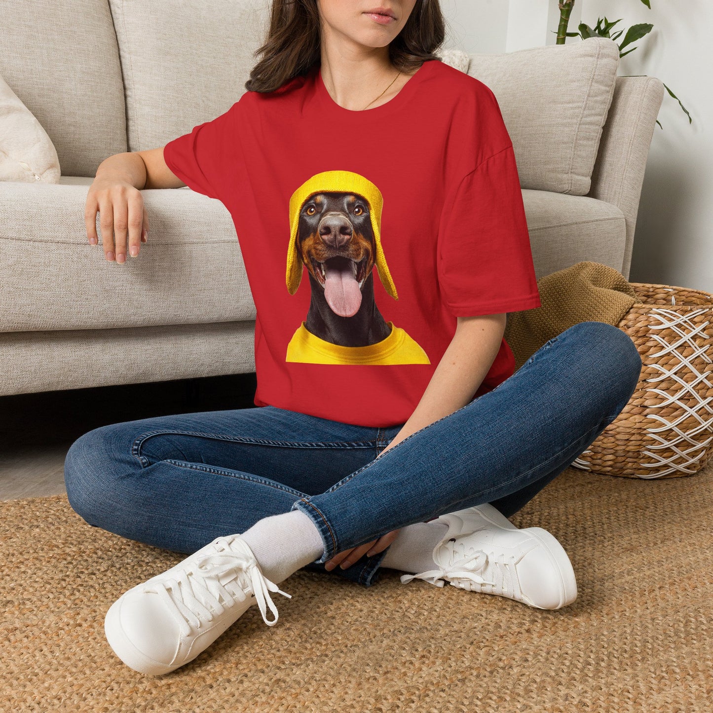 Doberman 3 Portrait T‑Shirt