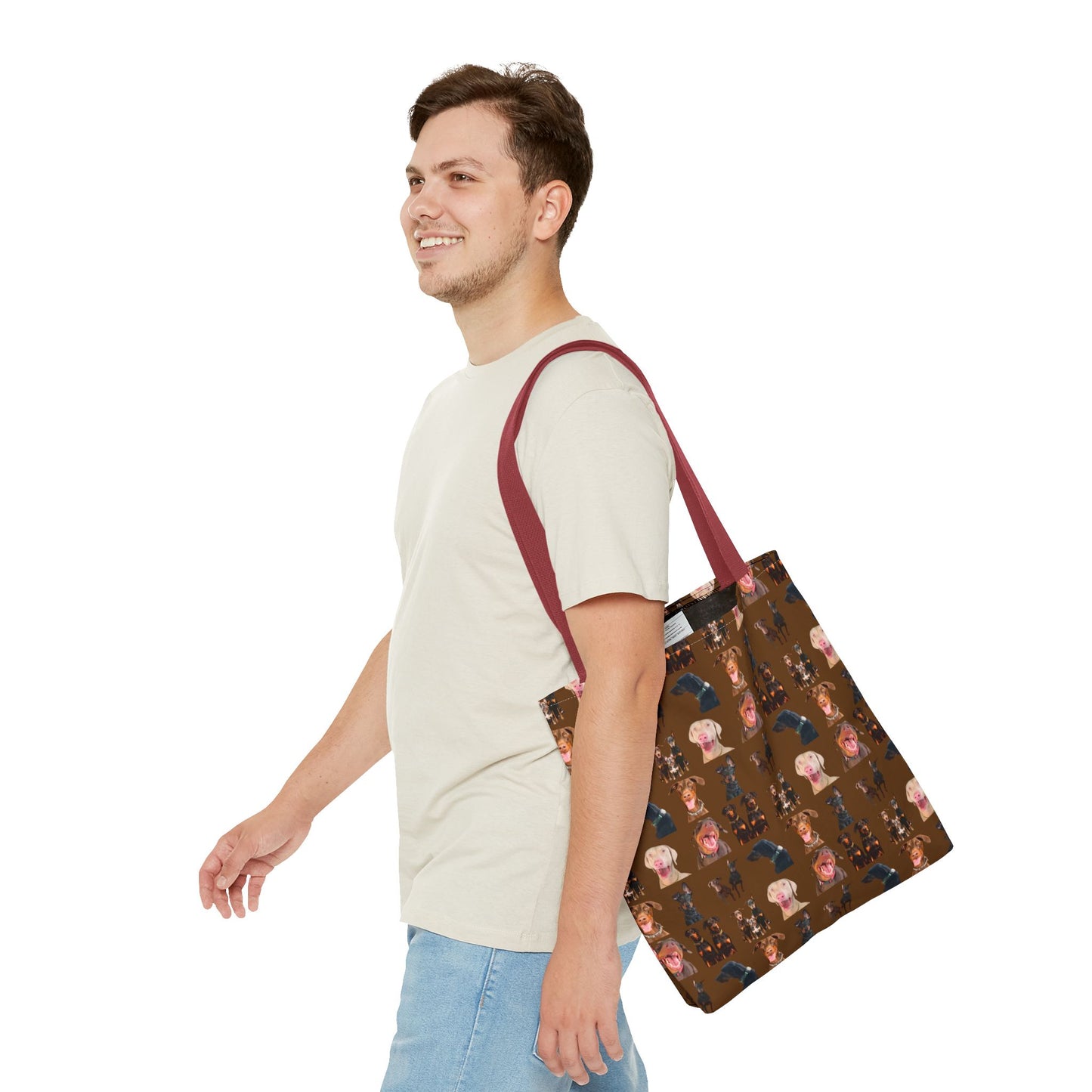 Edition 9 Doberman Model Pattern Brown Tote Bag