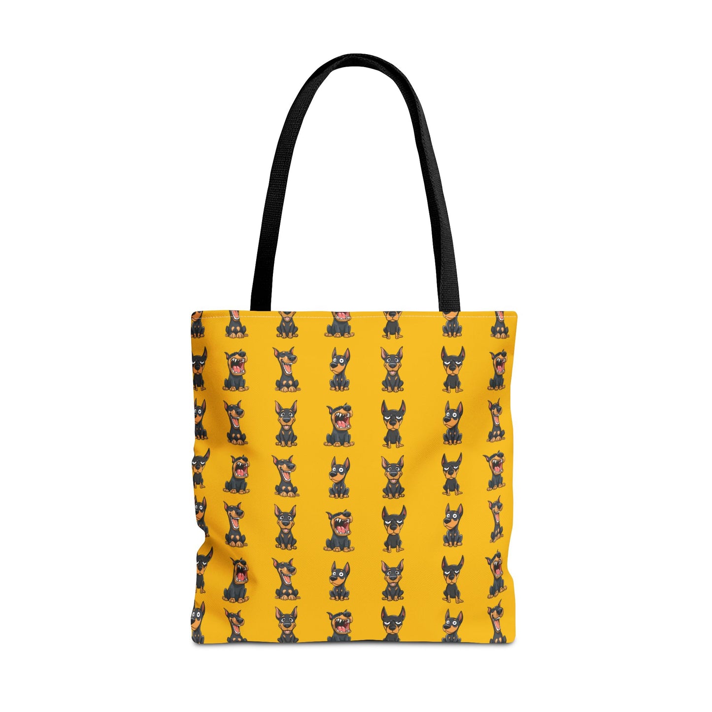 Doberman Cartoon Pattern Yellow Tote Bag