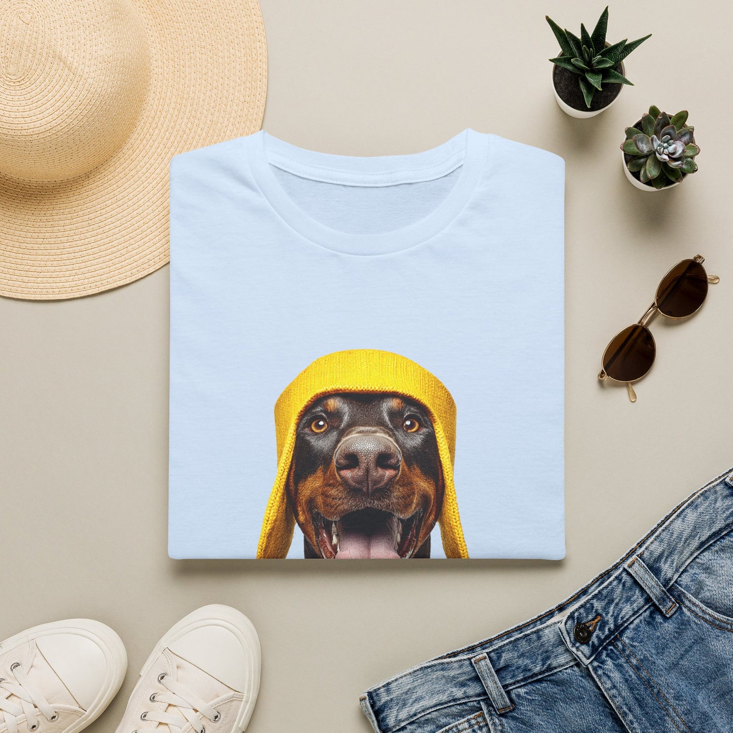 Doberman 3 Portrait T‑Shirt