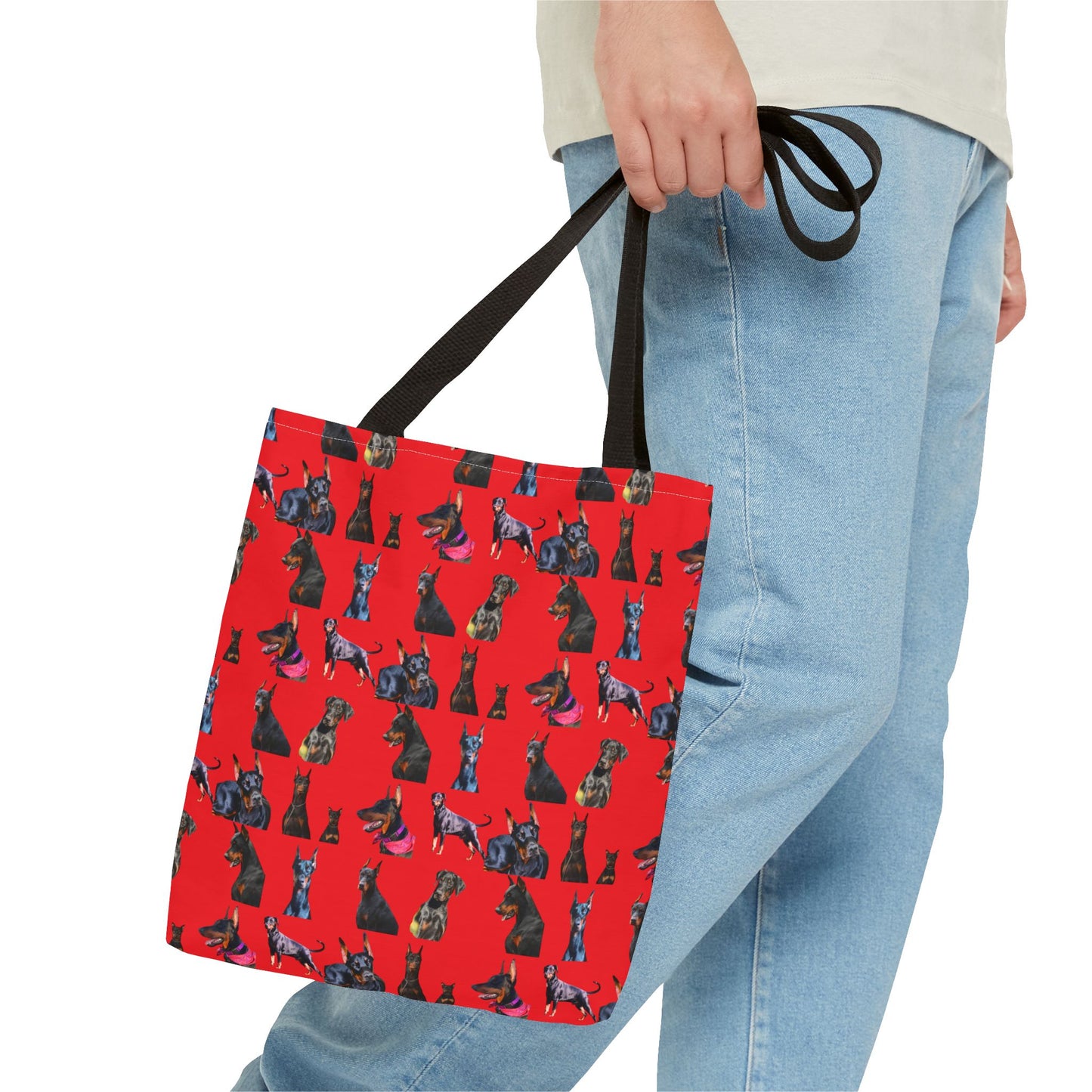 Edition 7 Doberman Model Pattern Red Tote Bag