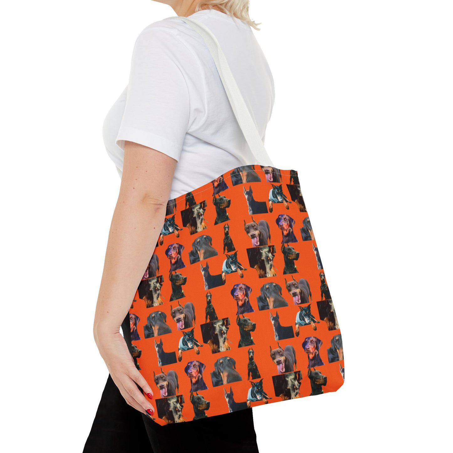 Edition 3 Doberman Model Pattern Orange Tote Bag