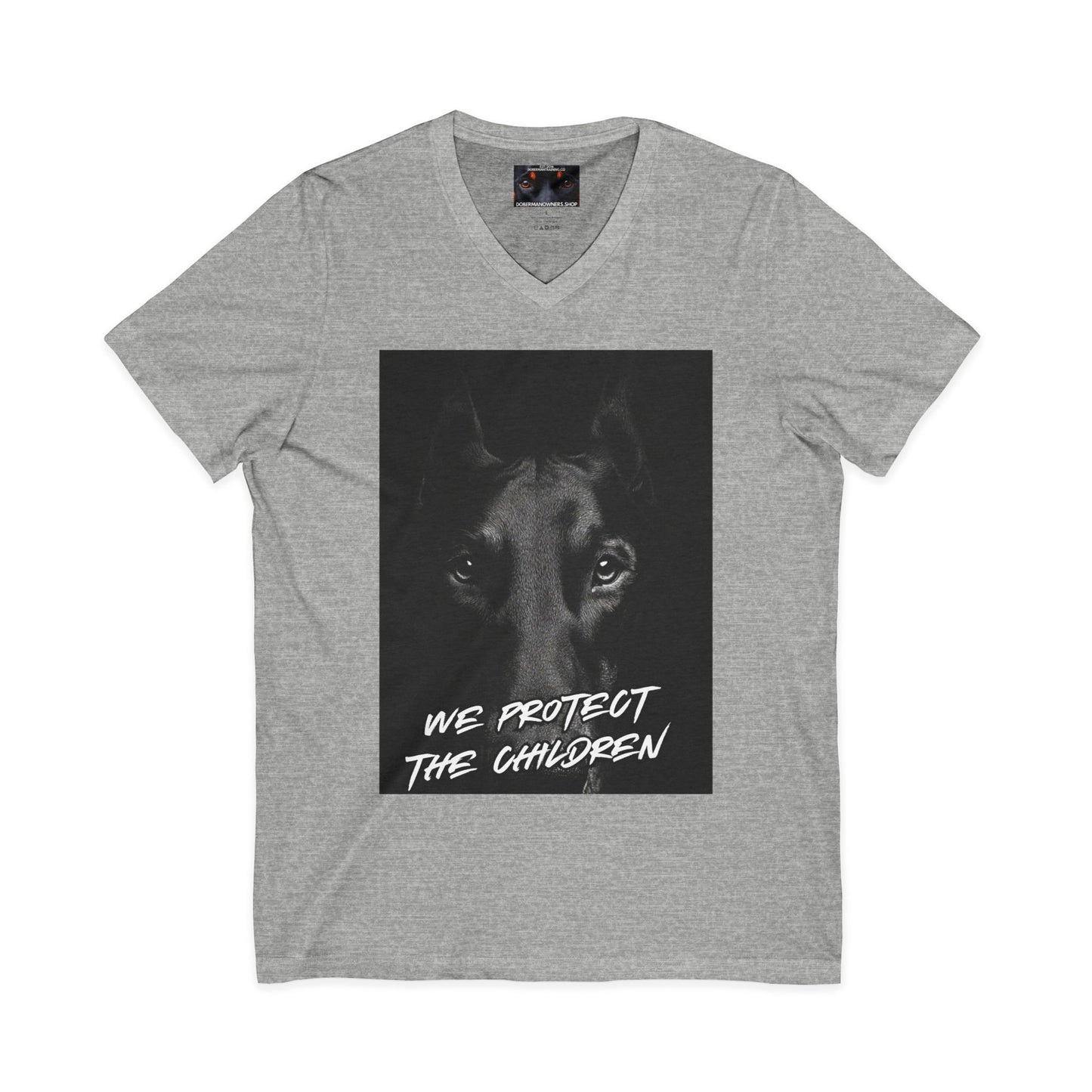We protect 1 Private Label Unisex Jersey Short Sleeve V-Neck Tee
