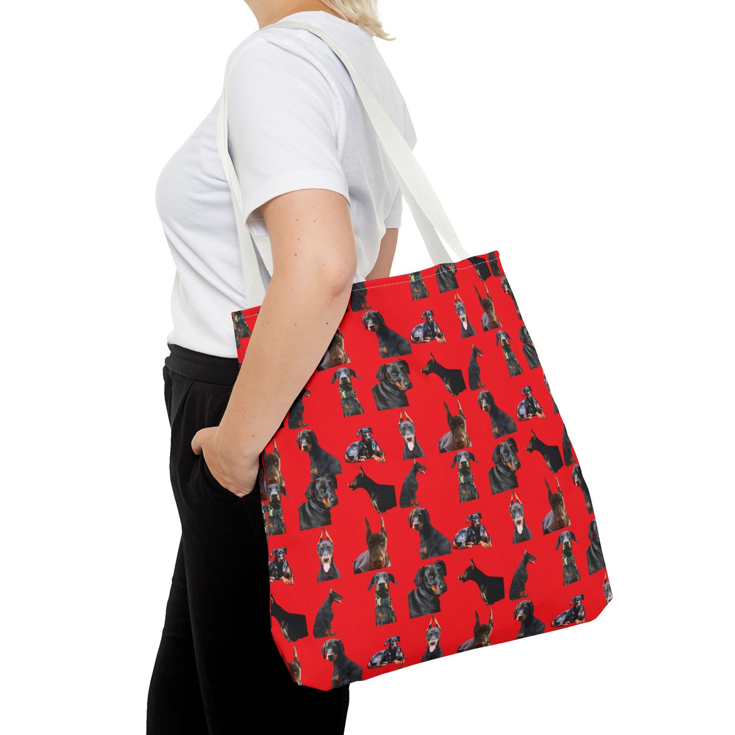 Edition 6 Doberman Model Pattern Red Tote Bag