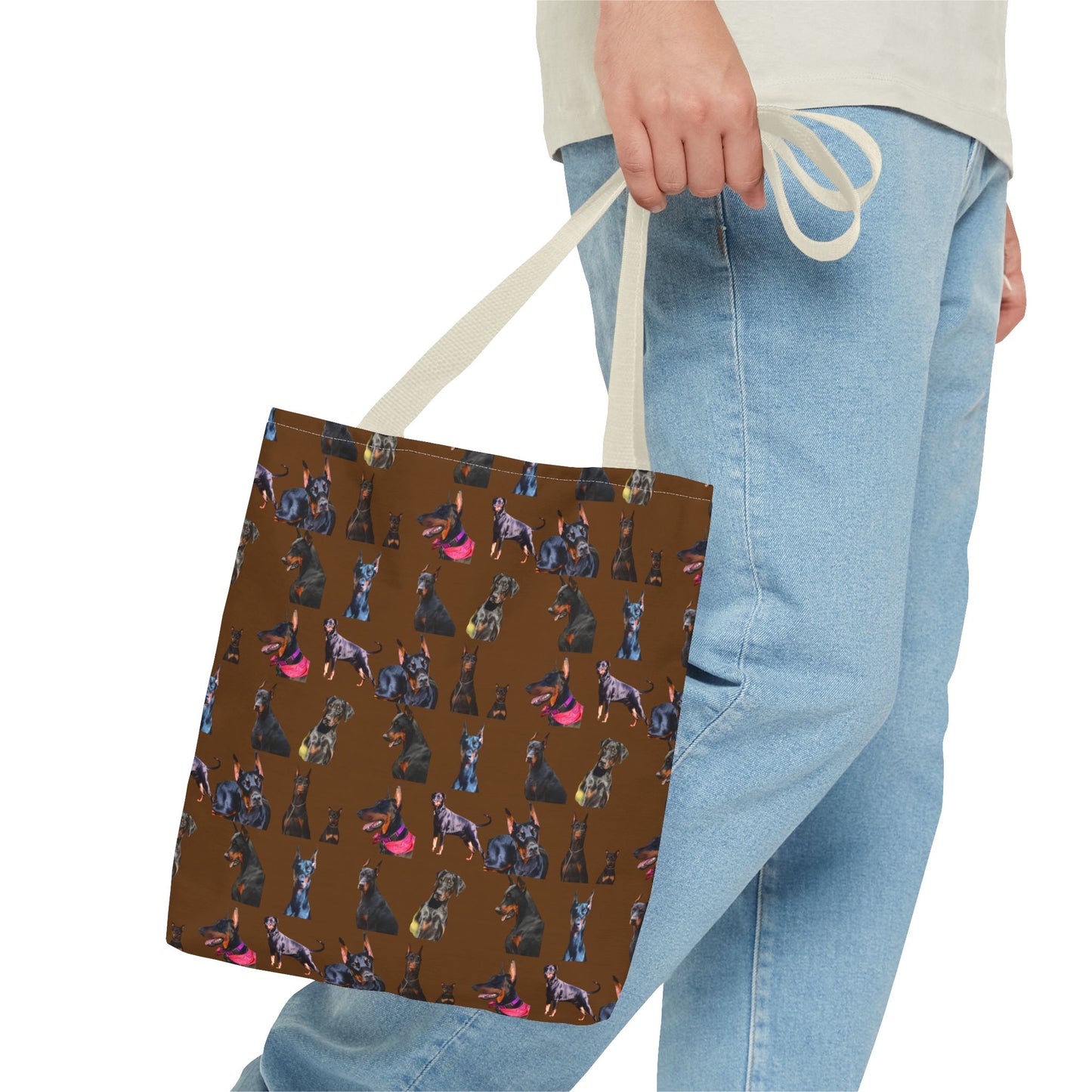 Edition 7 Doberman Model Pattern Brown Tote Bag
