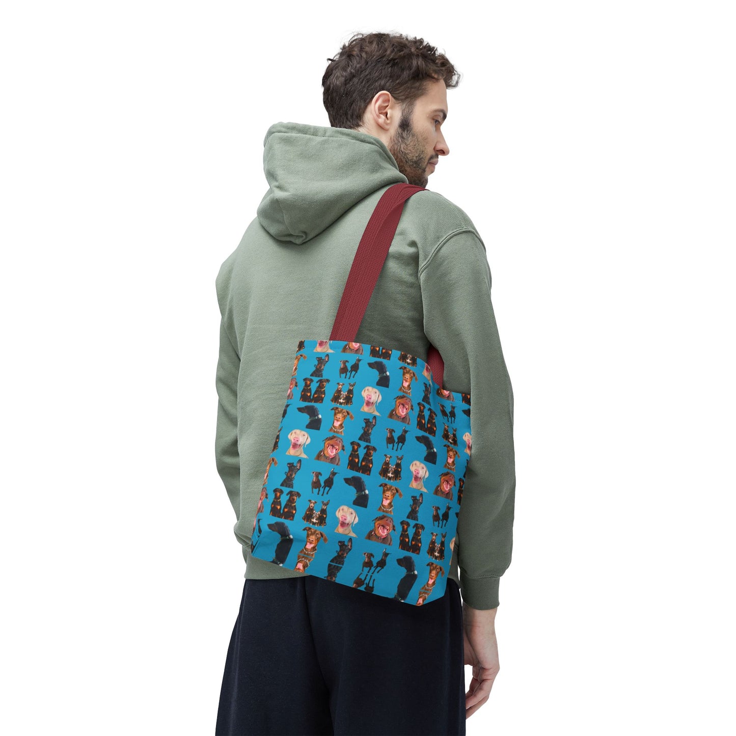 Edition 9 Doberman Model Pattern Turquoise Tote Bag