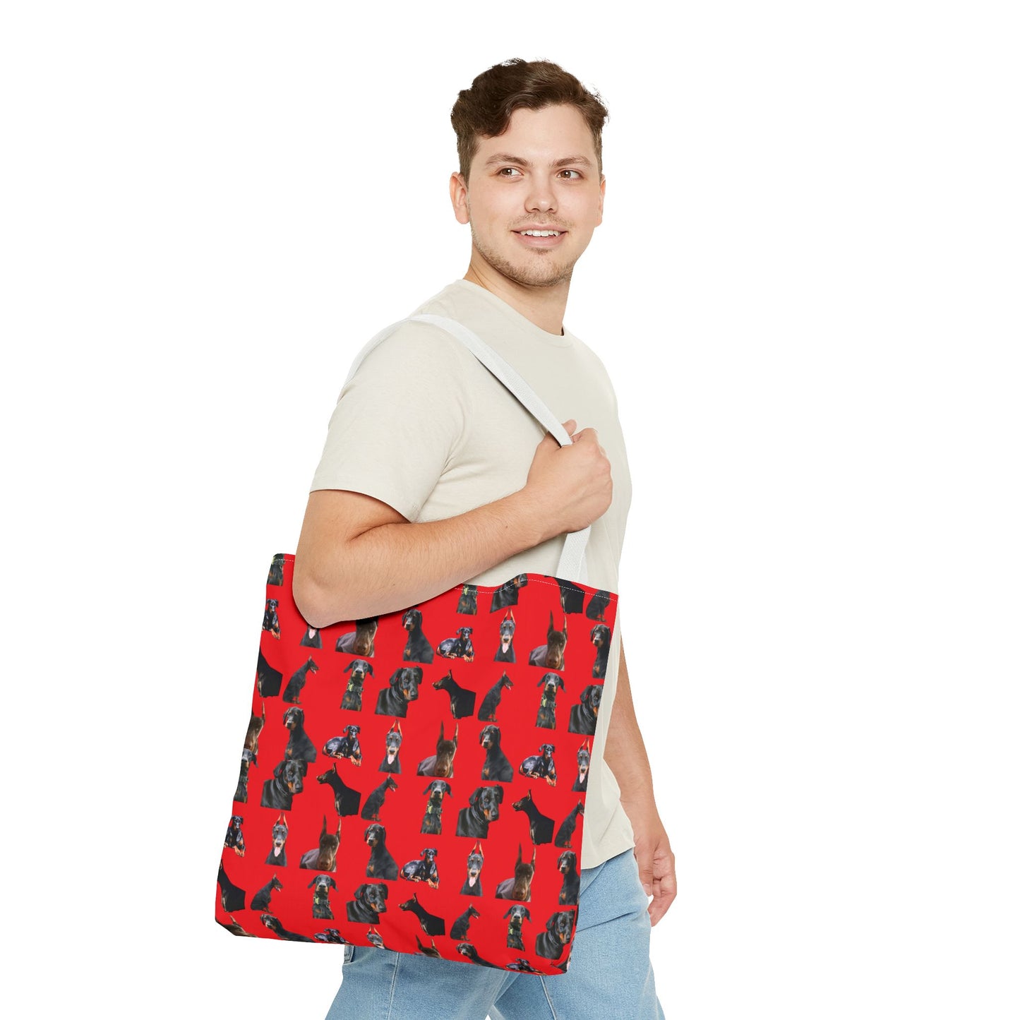 Edition 6 Doberman Model Pattern Red Tote Bag