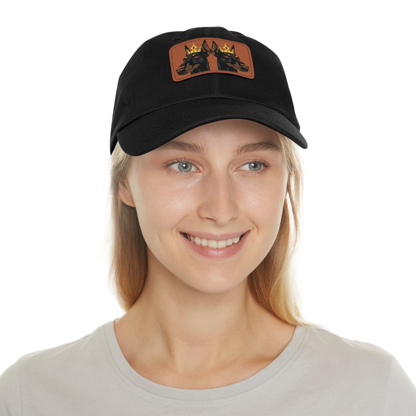 Crown 1 Dad Hat with Leather Patch (Rectangle)