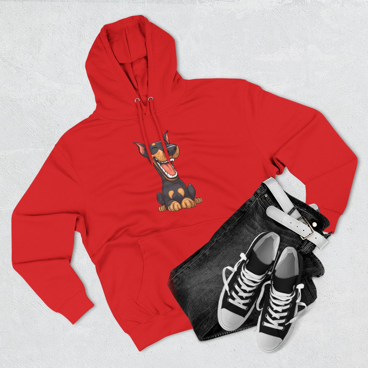Doberman Cartoon 3 Three-Panel Fleece Hoodie