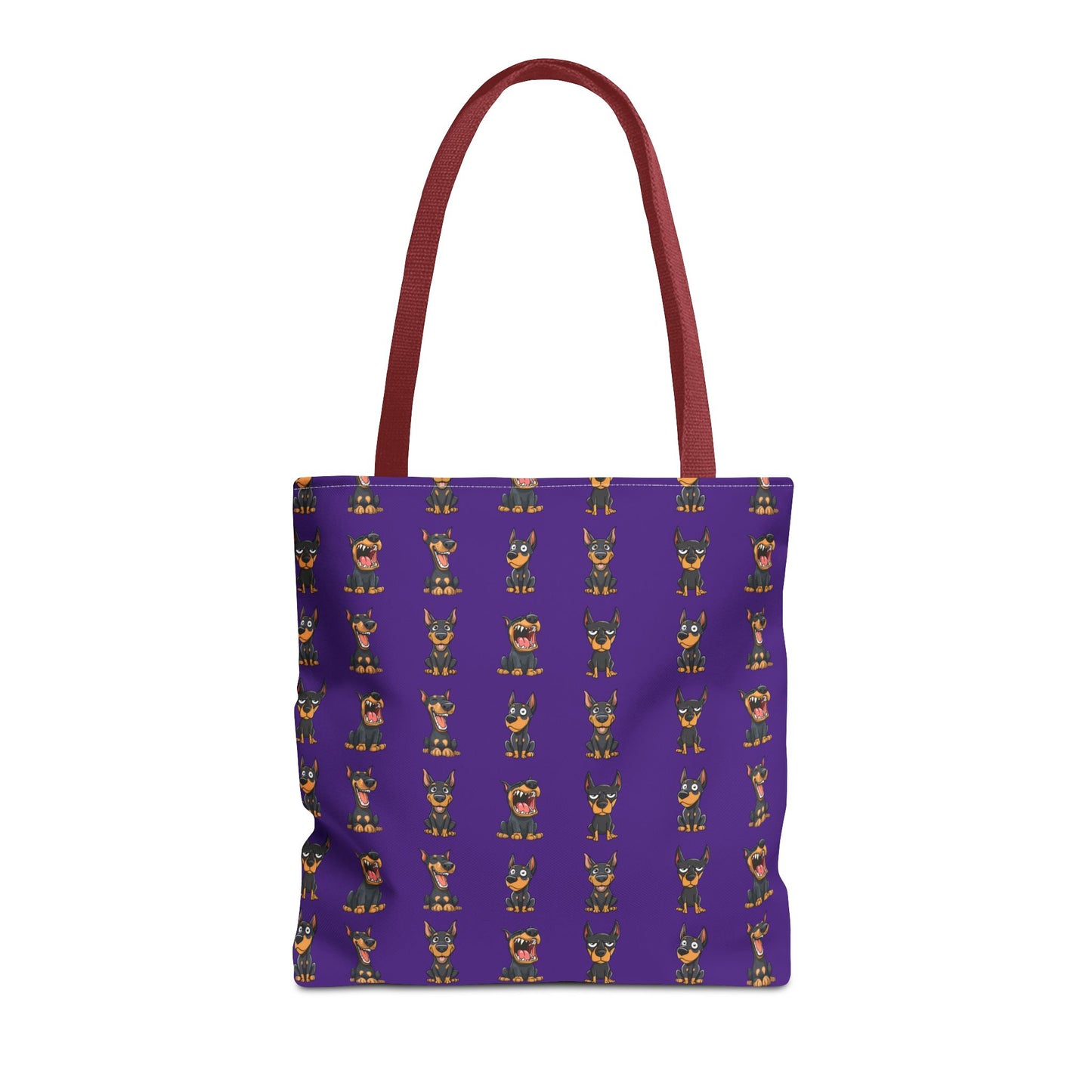 Doberman Cartoon Pattern Purple Tote Bag