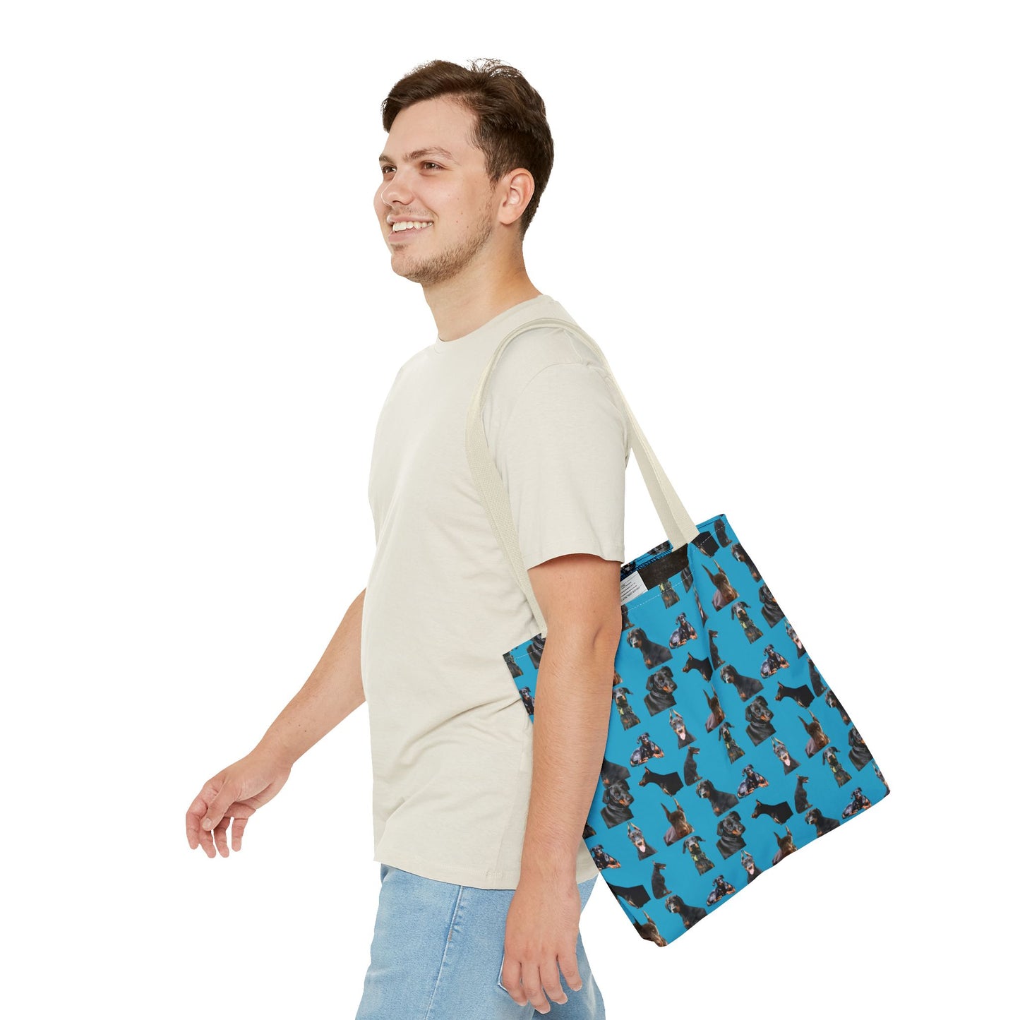 Edition 6 Doberman Model Pattern Turquoise Tote Bag