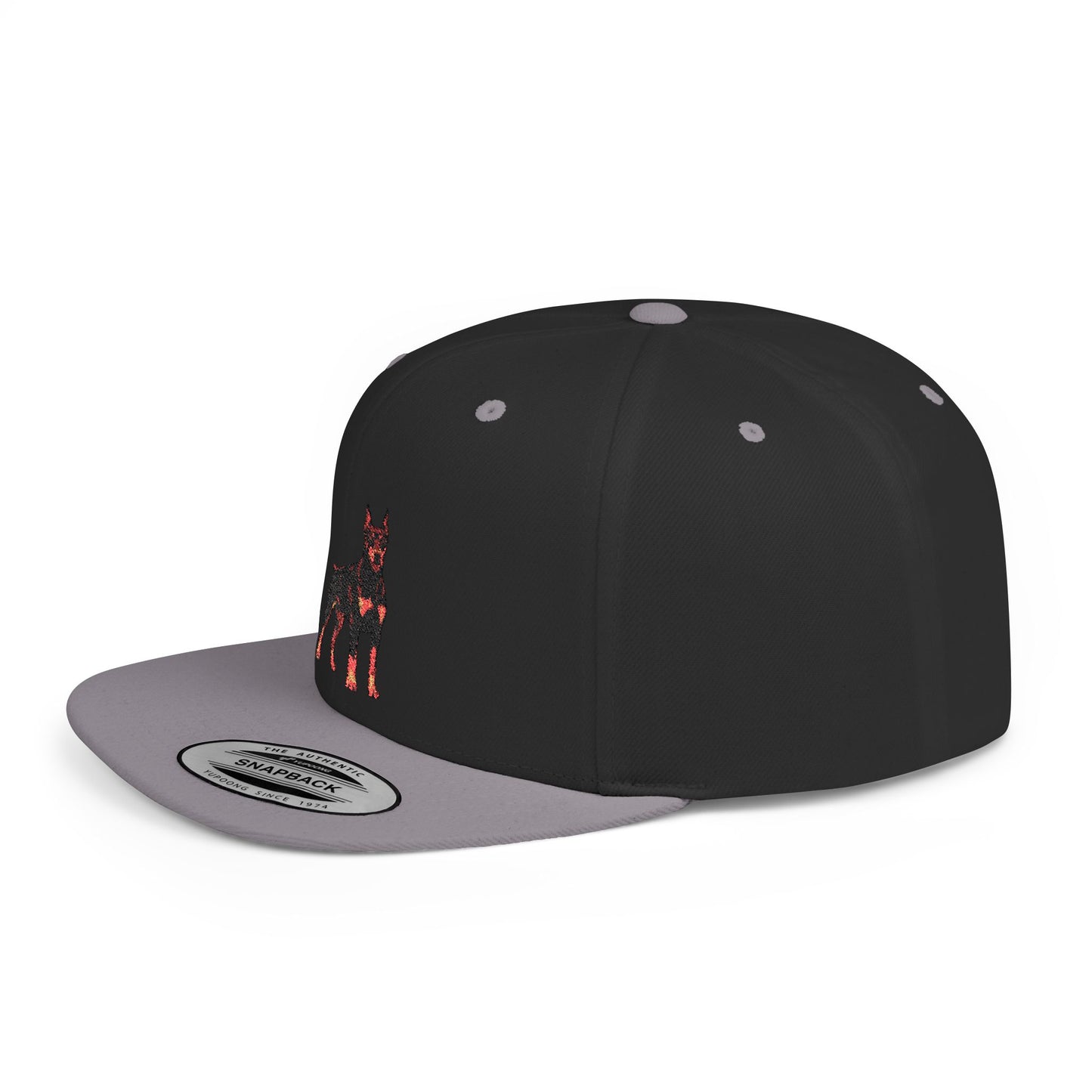 Doberman 6 Embroidered Flat Bill Snapback