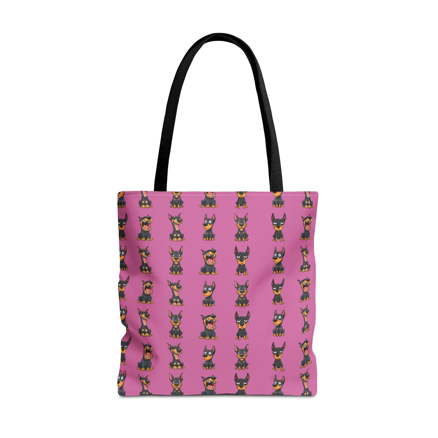 Doberman Cartoon Pattern Pink Tote Bag