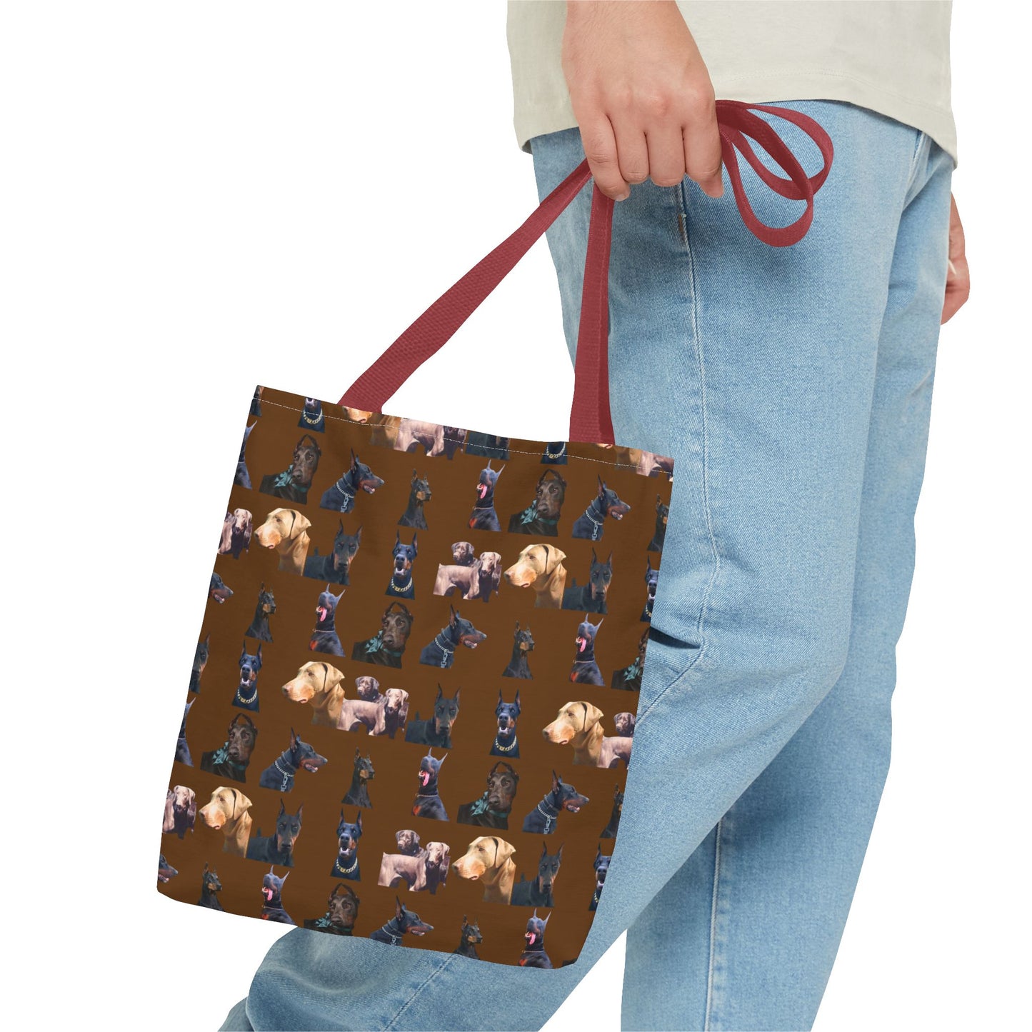 Edition 8 Doberman Model Pattern Brown Tote Bag