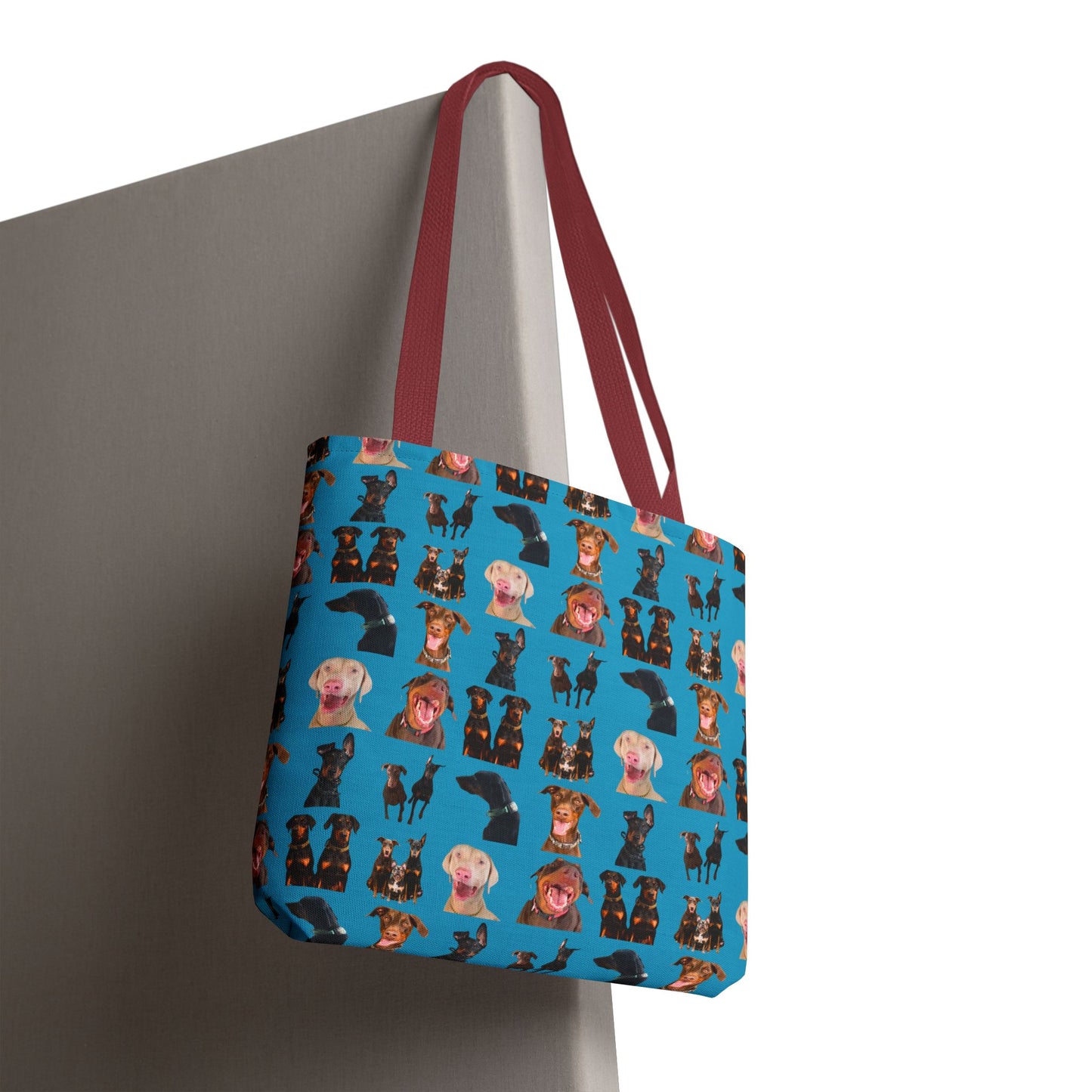 Edition 9 Doberman Model Pattern Turquoise Tote Bag