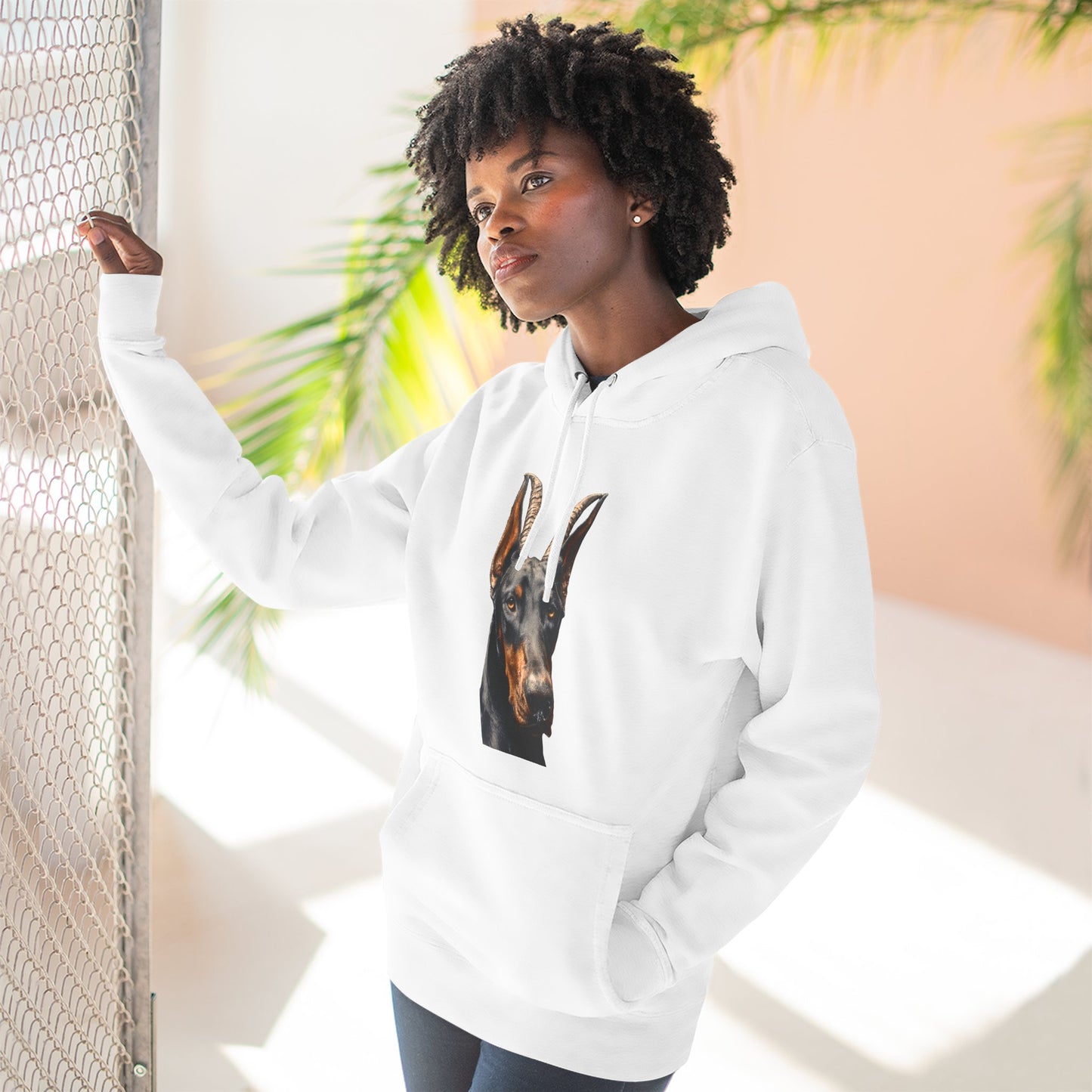 Doberman Goat 2 Fleece Hoodie