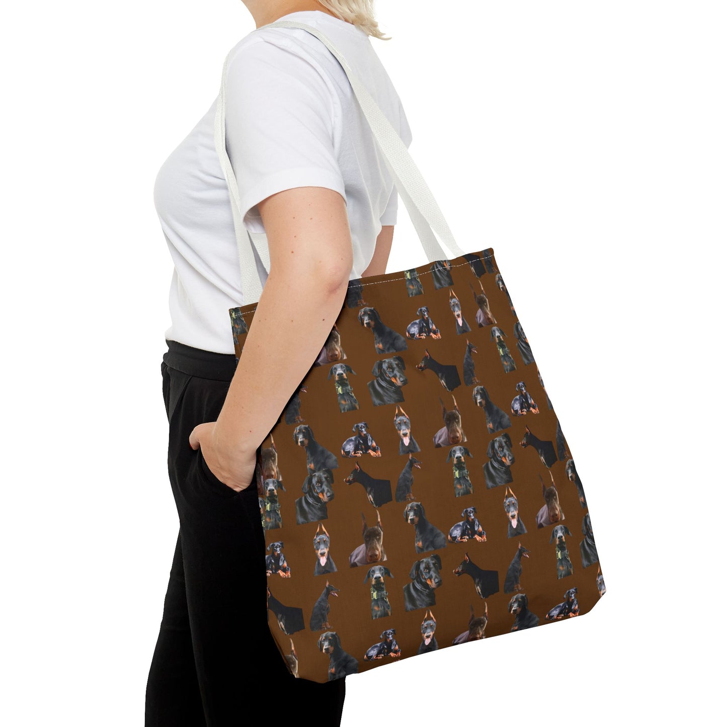 Edition 6 Doberman Model Pattern Brown Tote Bag