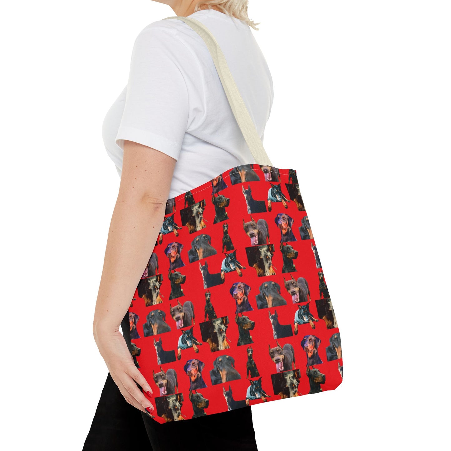 Edition 3 Doberman Model Pattern Red Tote Bag