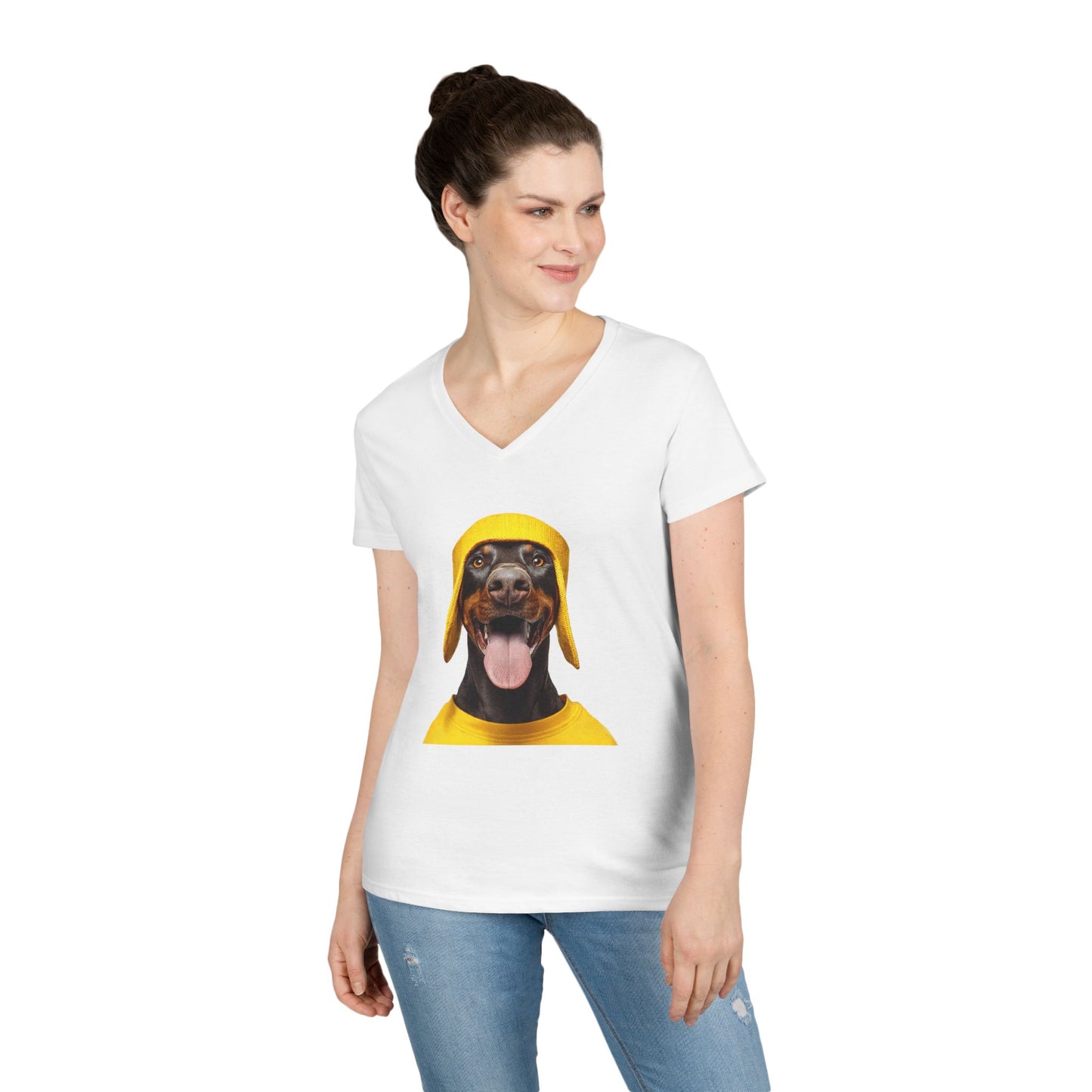 Doberman 3 V-Neck Tee Shirt for Women