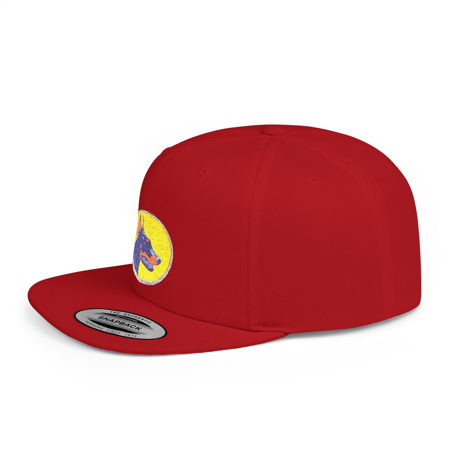 Doberman 3 Embroidered Flat Bill Snapback