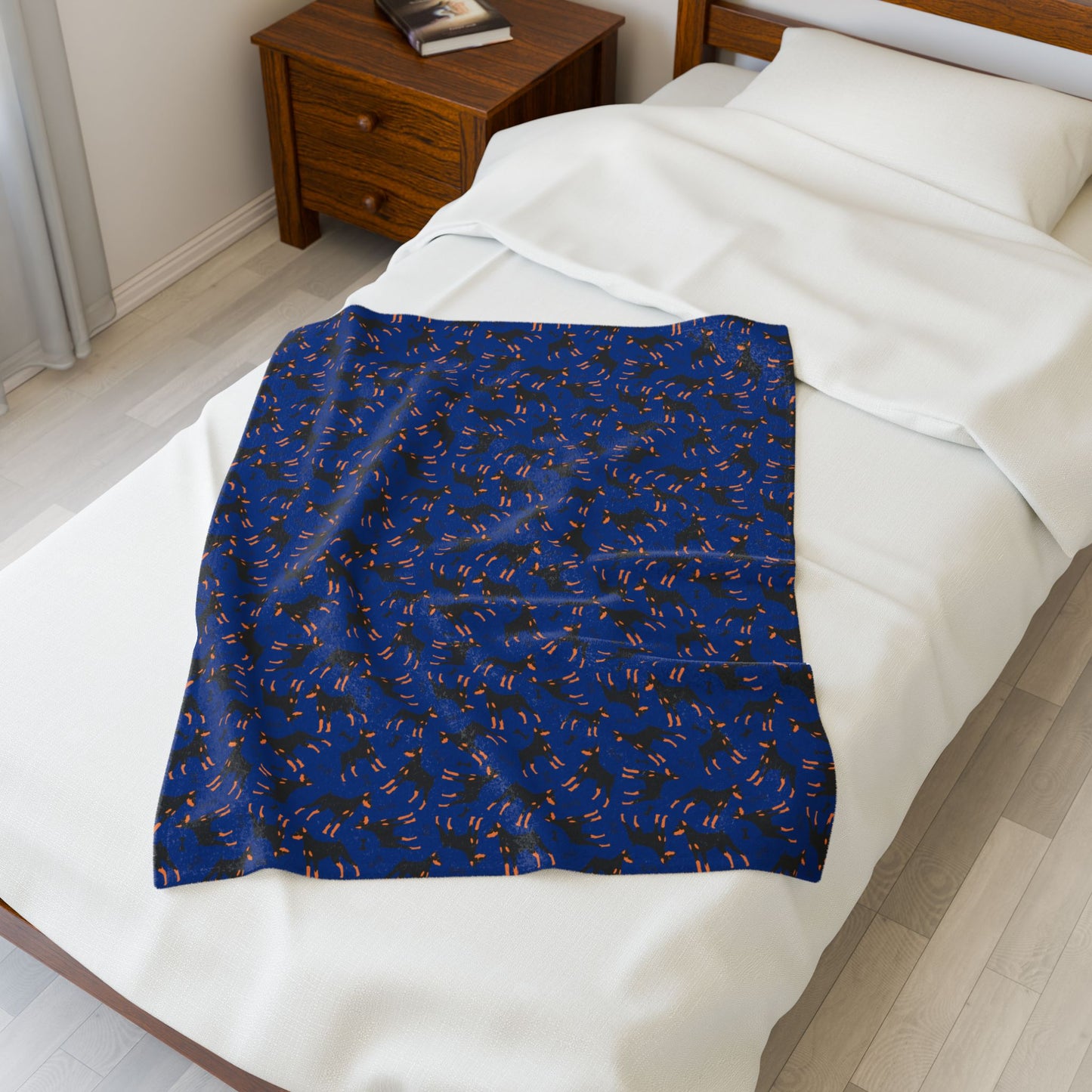 Blue AOP Velveteen Plush Blanket