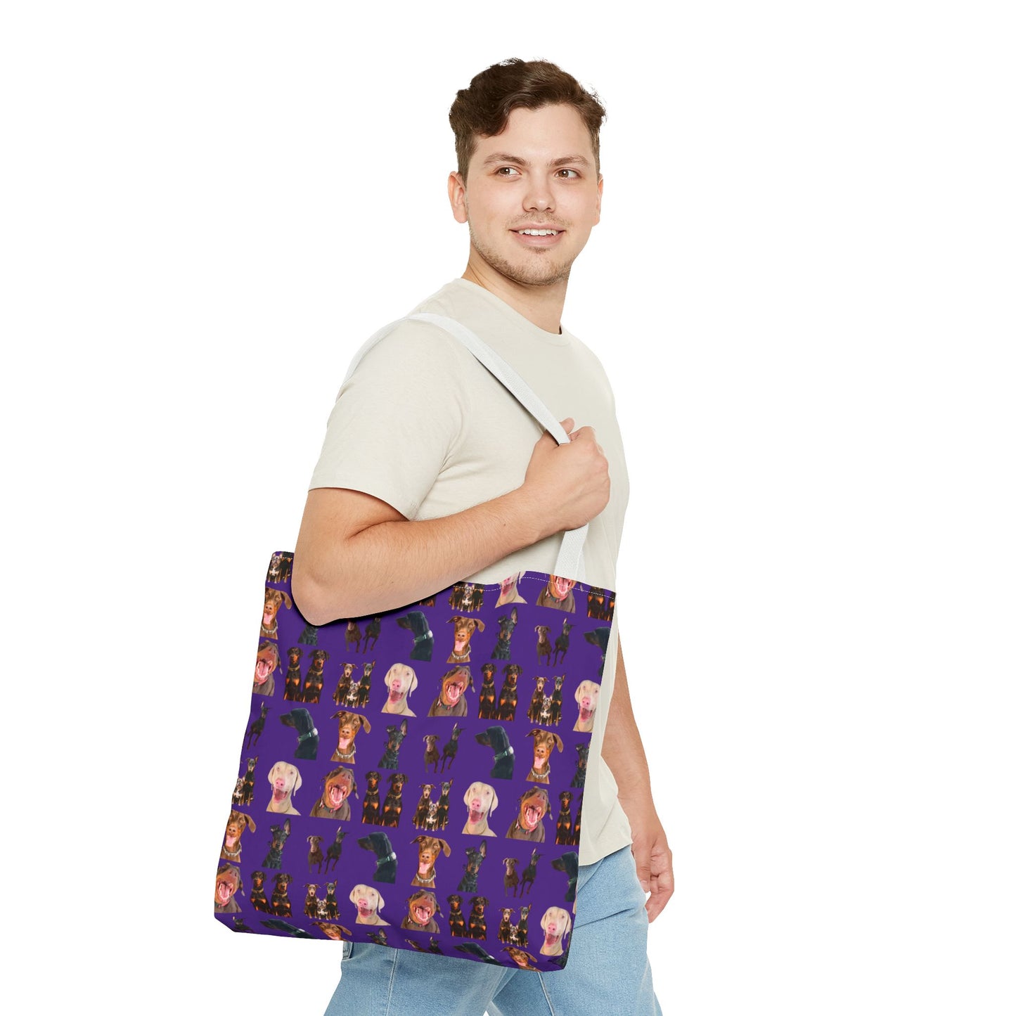 Edition 9 Doberman Model Pattern Purple Tote Bag