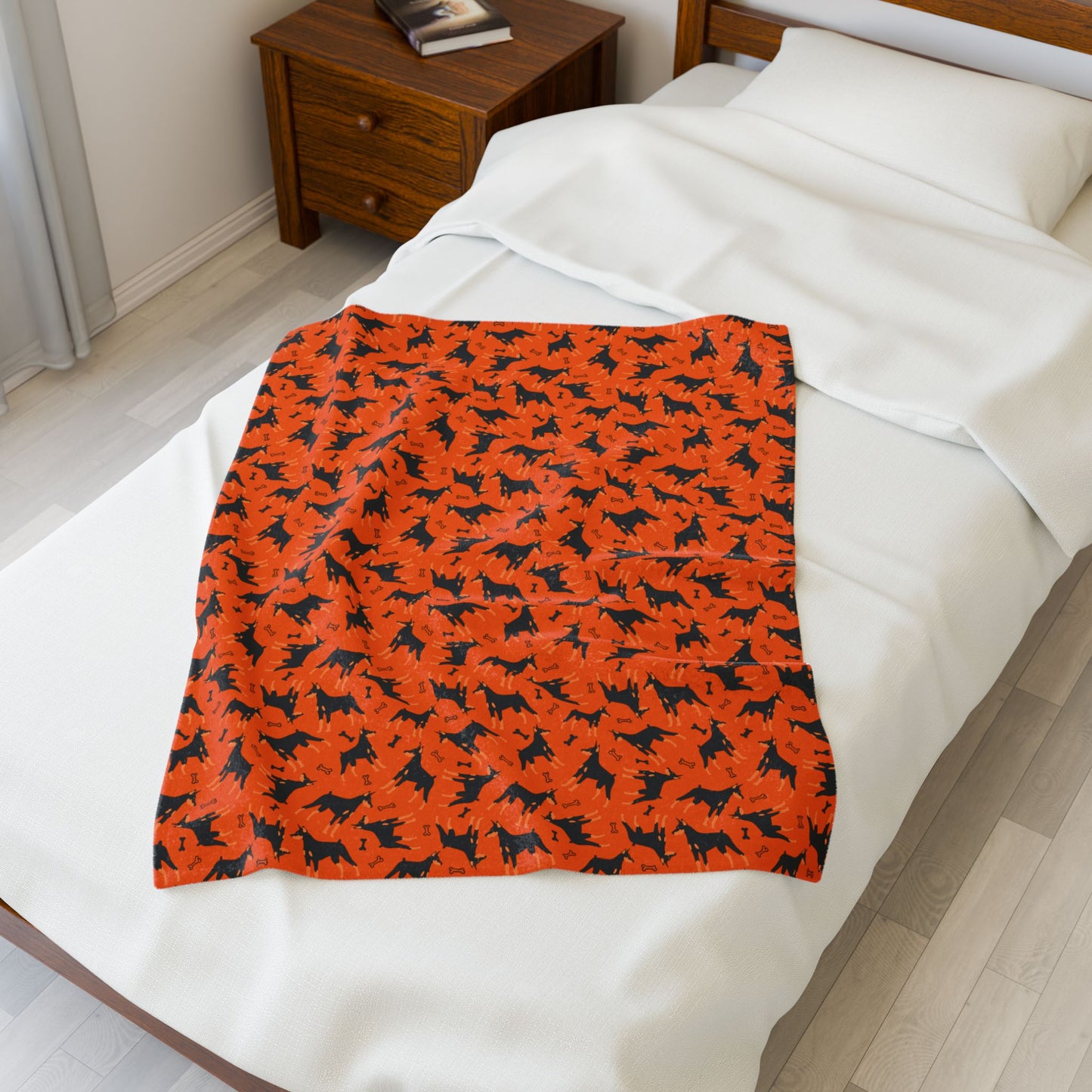 Orange AOP Velveteen Plush Blanket