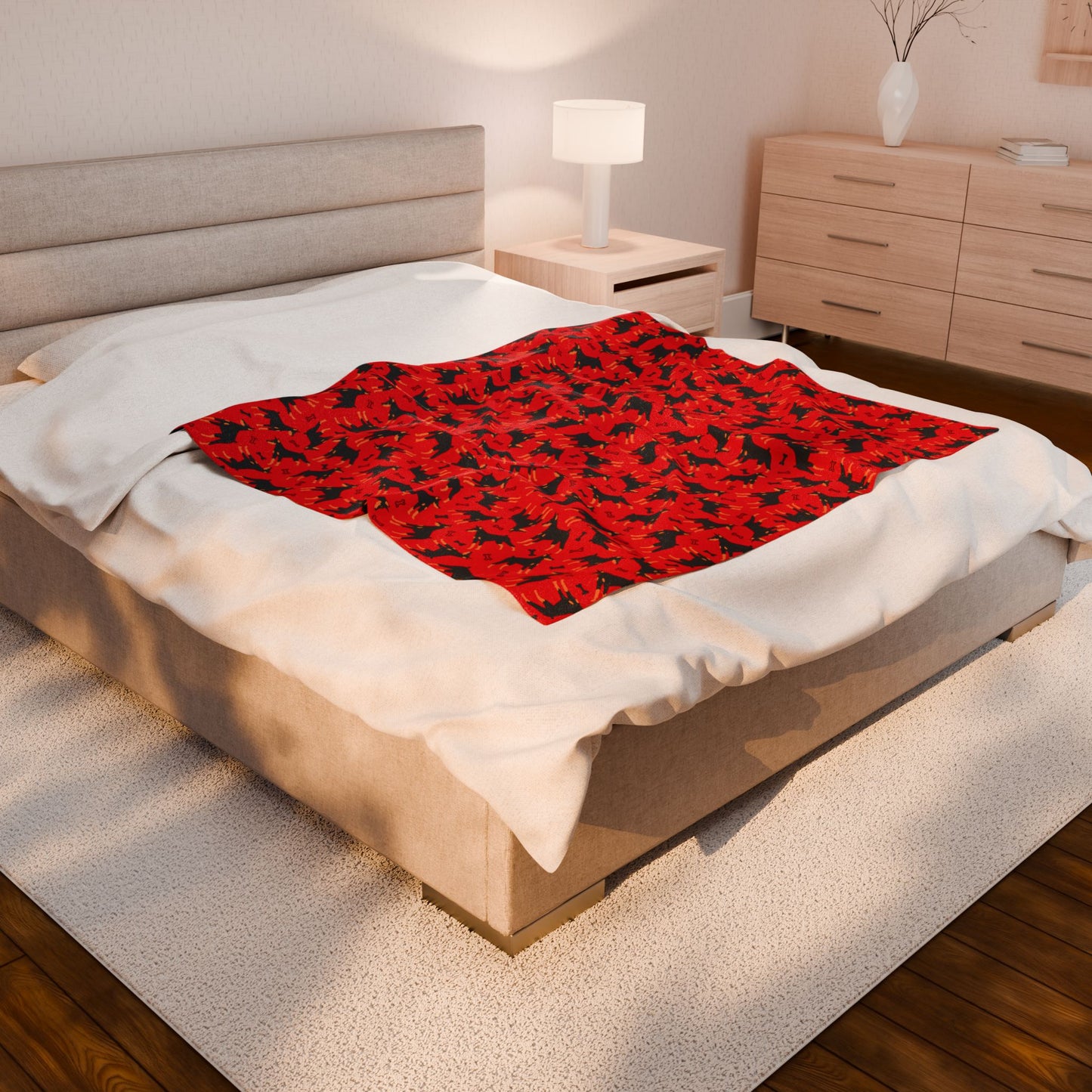 Red AOP Velveteen Plush Blanket