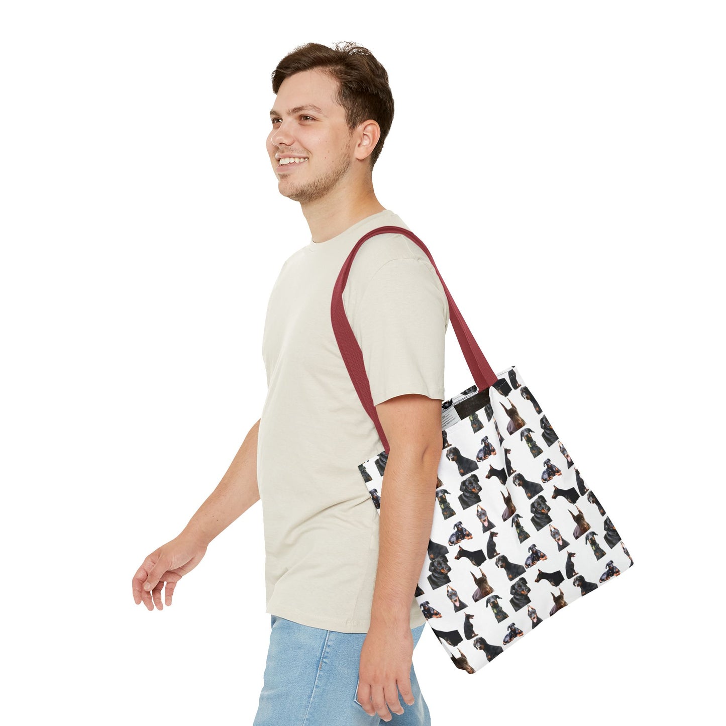 Edition 6 Doberman Model Pattern White Tote Bag