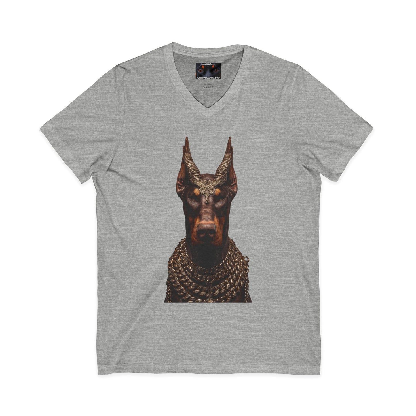 Doberman Goat 4 Private Label Unisex Jersey Short Sleeve V-Neck Tee